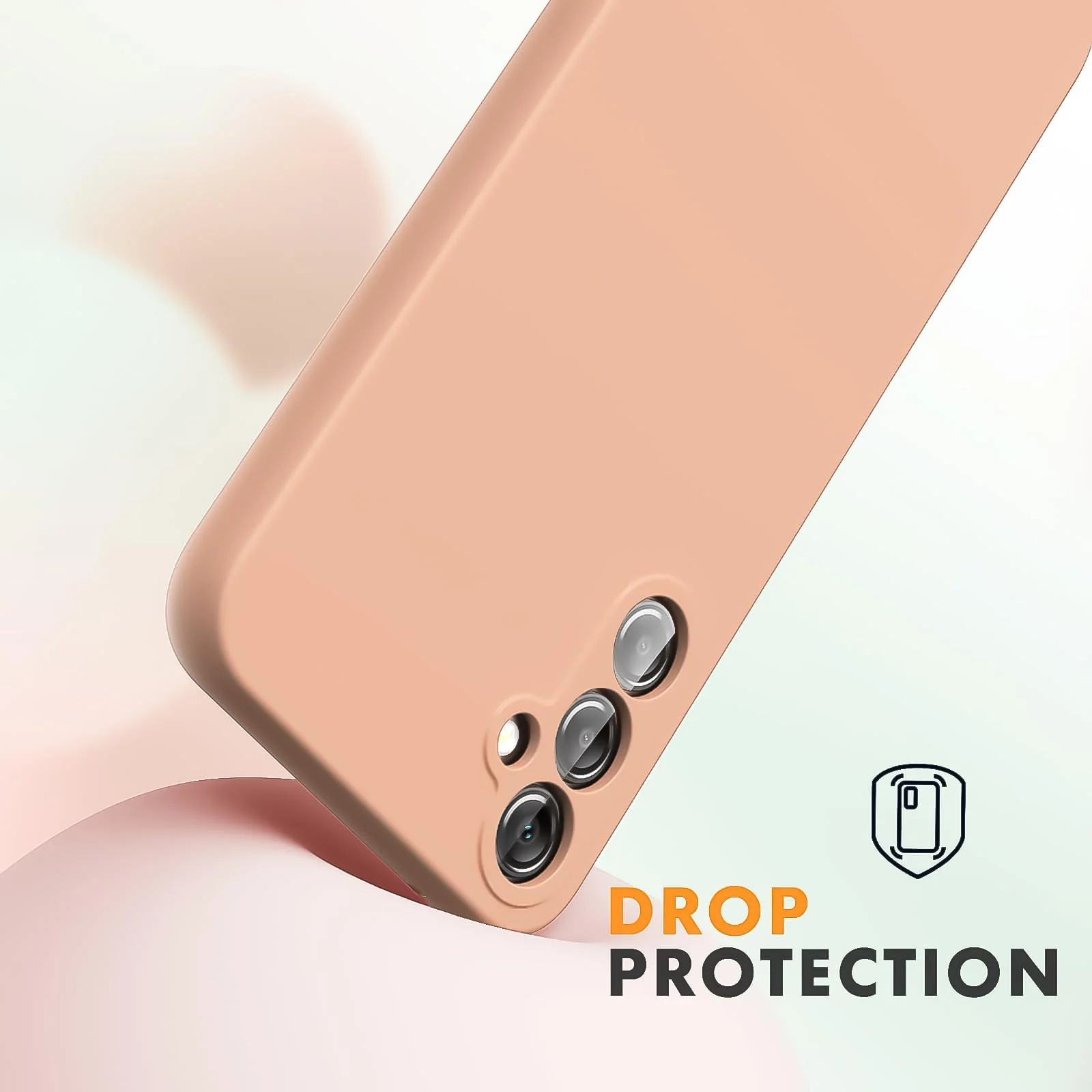 DL3 Mobilak Soft Silicone Protective Case for Samsung Galaxy A24 4G with Microfiber Lining and Shockproof Design - Light Orange