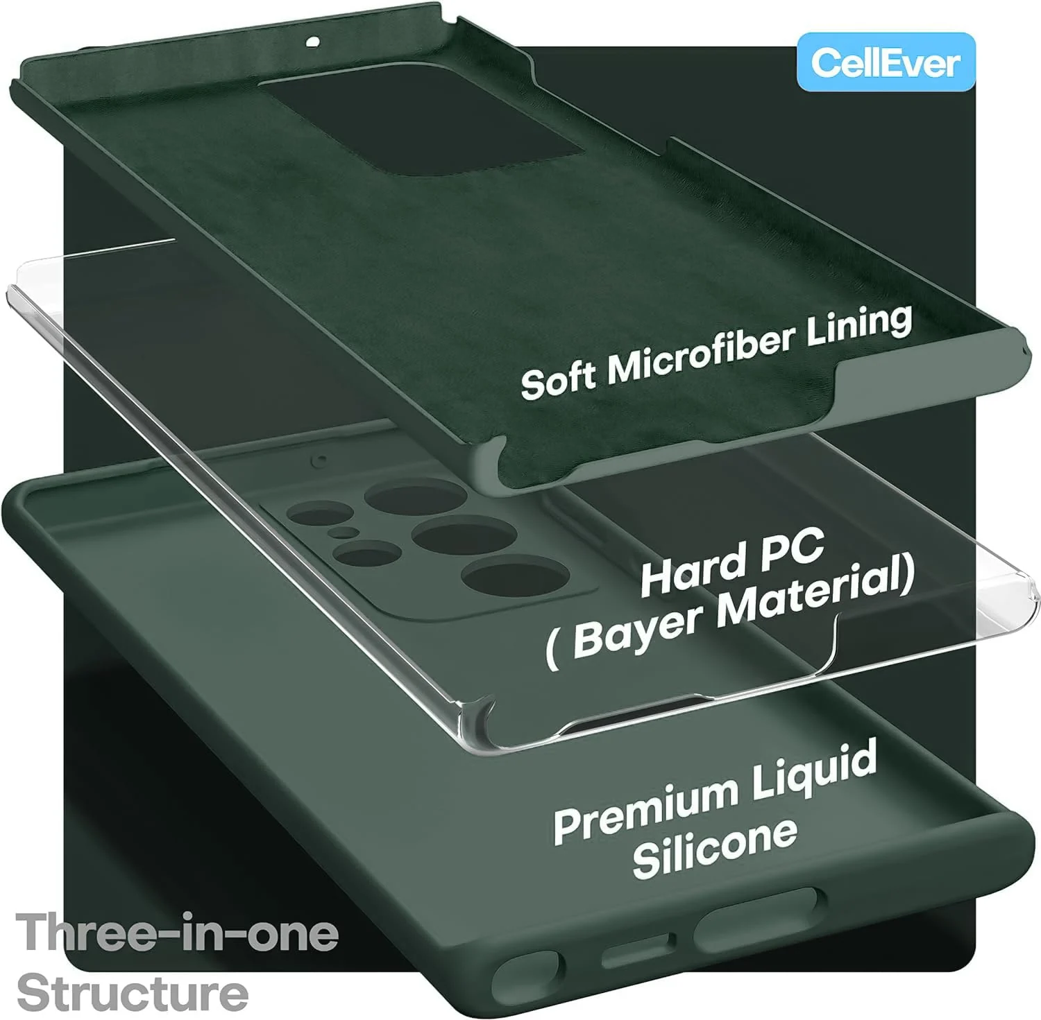 DL3 Mobilak Soft Silicone Protective Case for Samsung Galaxy S22 Ultra 5G with Microfiber Lining and Shockproof Design - Green