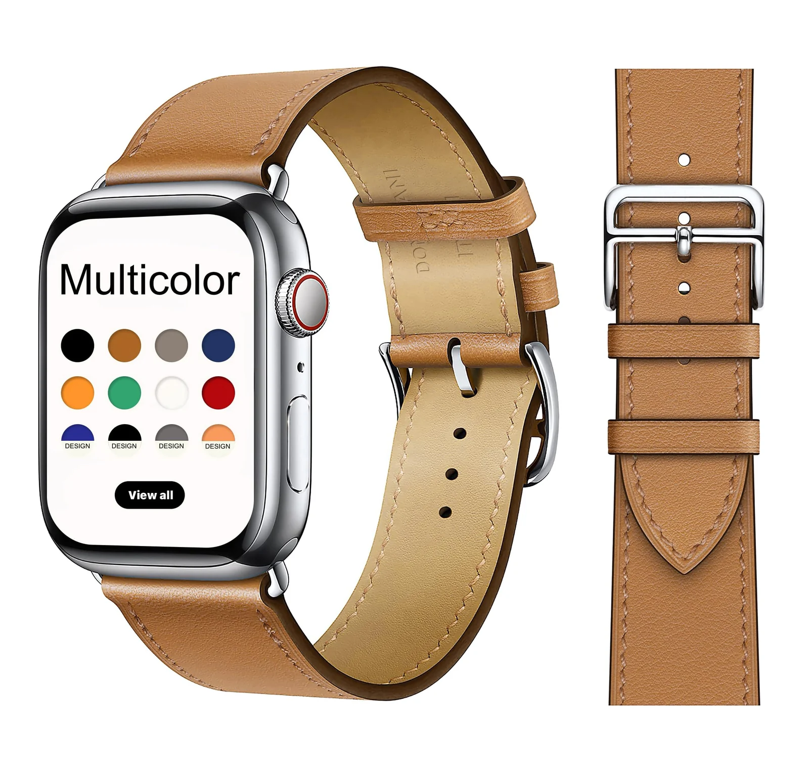 DL3 Mobilak Compatible with Apple Watch Band 49mm 46mm 45mm 44mm 42mm Leather Band Replacement Strap, Soft Leather Bracelet for iWatch Series 11 10 9 8 7 6 5 4 SE SE2 Ultra 3 2 1 - A.Brown