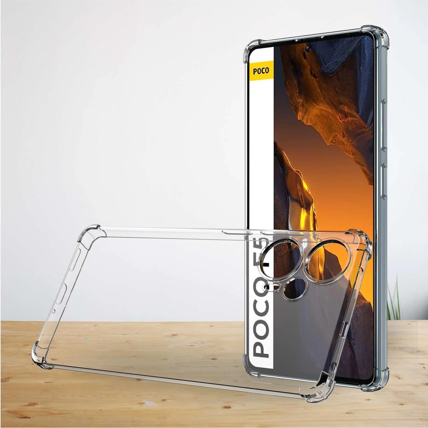 DL3 Mobilak Case Compatible with Poco F5 / Redmi Note 12, Cover Silicone TPU Gorilla Anti-shock Protector Camera Shockproof Corners - Clear