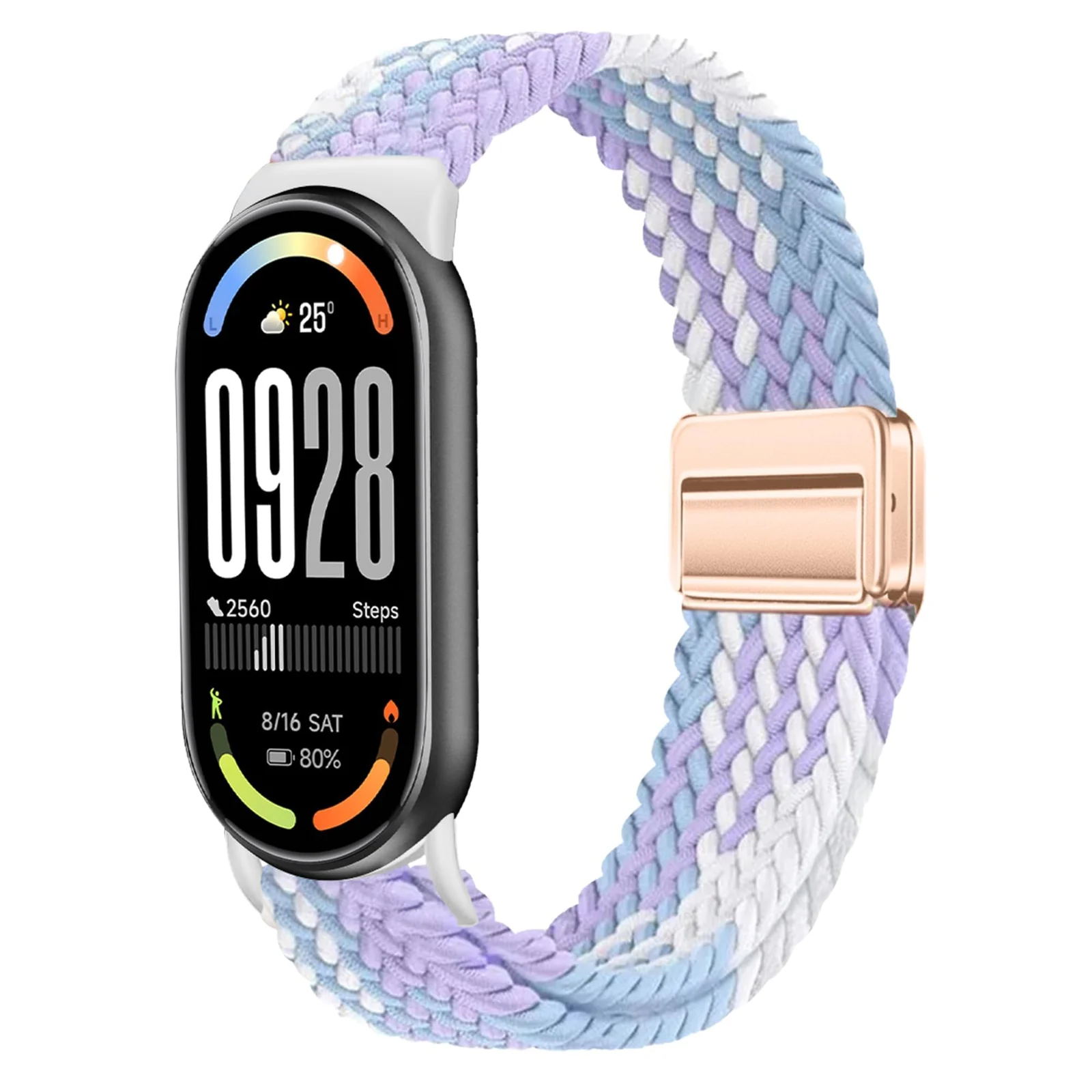 DL3 Mobilak Braided Strap for Xiaomi Mi Band 10/9/8, Men Women Breathable Elastic Nylon with Magnetic Buckle Watch Band for Xiaomi Smart Band 10/Xiaomi Smart Band 9/8 - Purple Blue