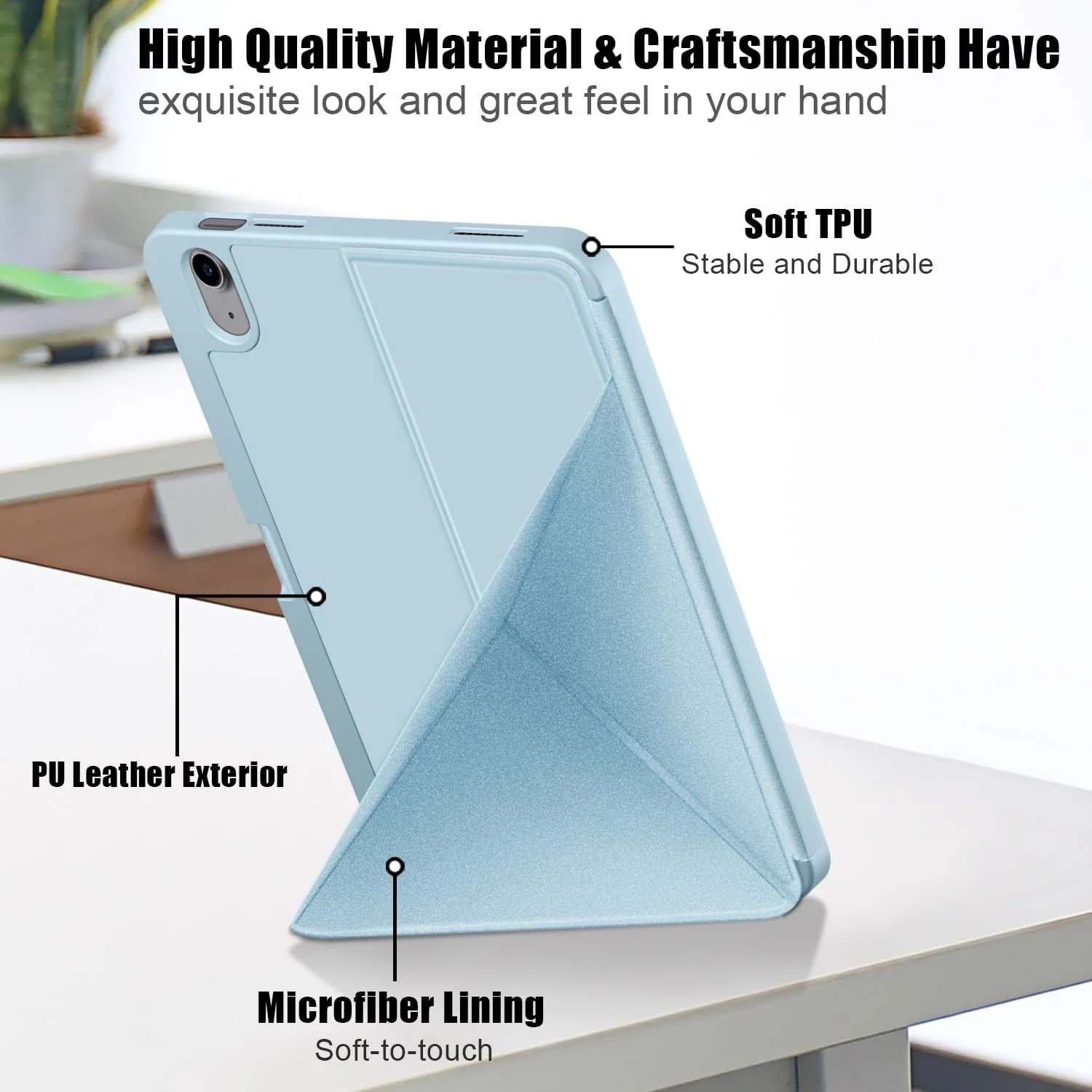 DL3 Mobilak Compatible with iPad 10.2-Inch (9th/8th/7th Generation, 2021/2020/2019) Case, Smart Stand, Pencil Holder, Shockproof Slim Lightweight Leather Cover, Modern Abstract Design - Sky Blue