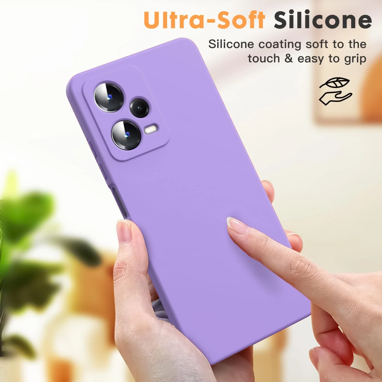 DL3 Mobilak Liquid Silicone Protective Case with Soft Microfiber Lining with Full Camera Protection for Xiaomi Redmi Note 12 Pro Plus 5G - Light Purple
