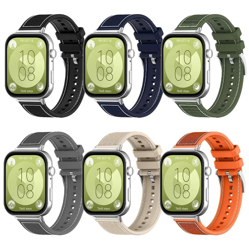 DL3 Mobilak Sport Silicone Nylon Band Designed for Huawei Watch Fit 3 for Men Women, Waterproof Soft Replacement Strap for Huawei Watch Fit3 - Green