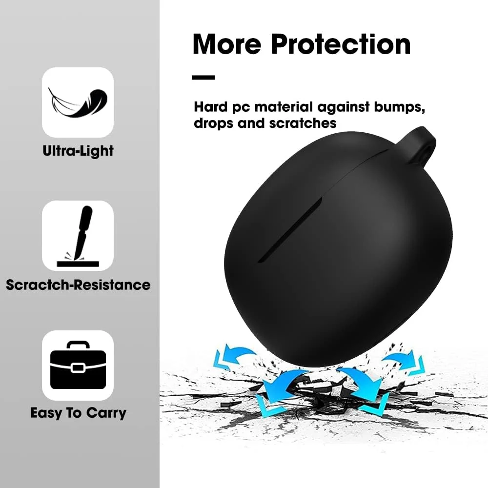 DL3 Mobilak Silicone Case Compatible with realme Buds T100 Earbuds, Soft Silicone Protective Case Cover, Shockproof Sleeve with Carabiner - Black