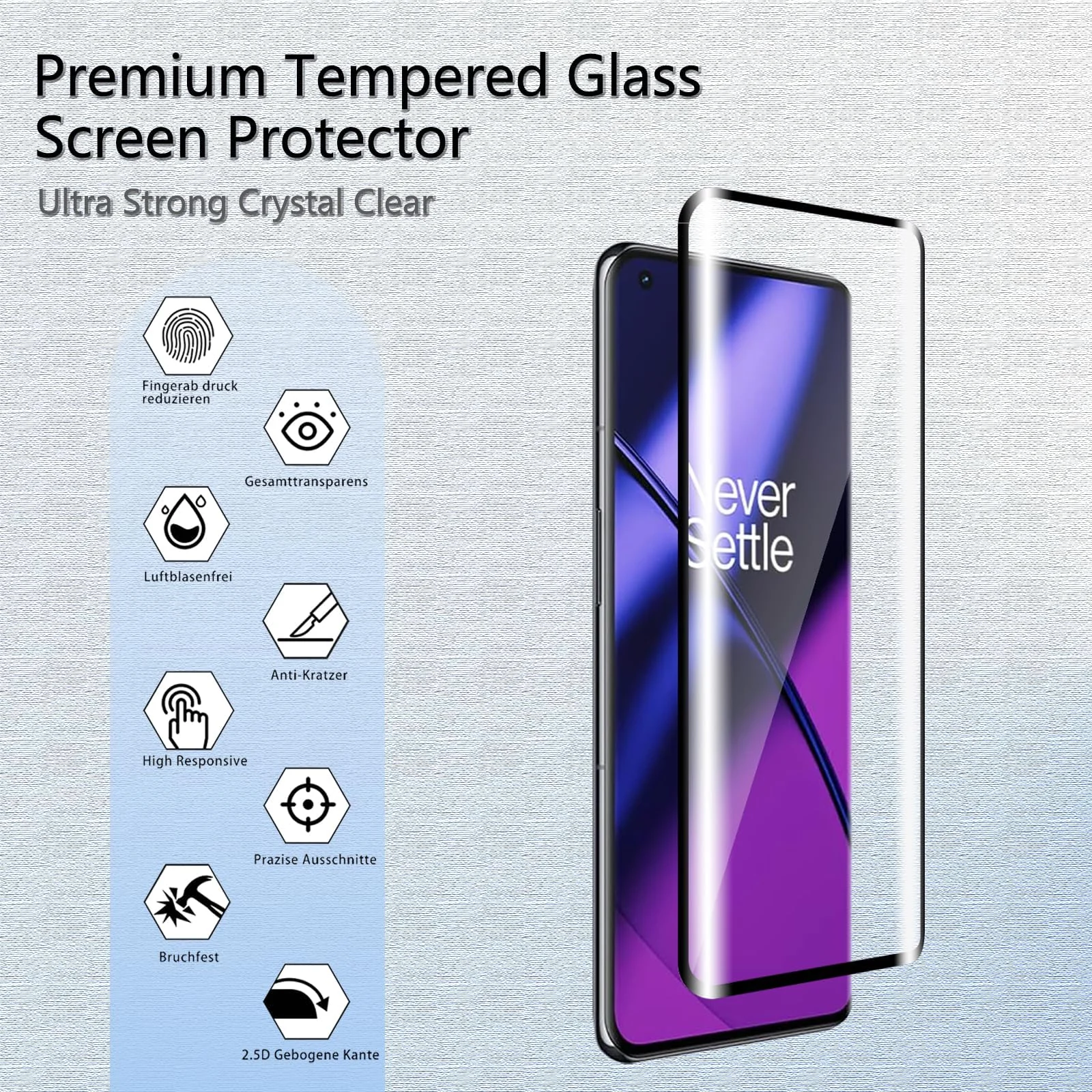 DL3 Mobilak Screen Protector for OnePlus 11 5G, Tempered Glass Screen Saver Premium HD Protective, Scratch Resistant, NO-Bubble, 9H Hardness, Full Coverage Film - Clear