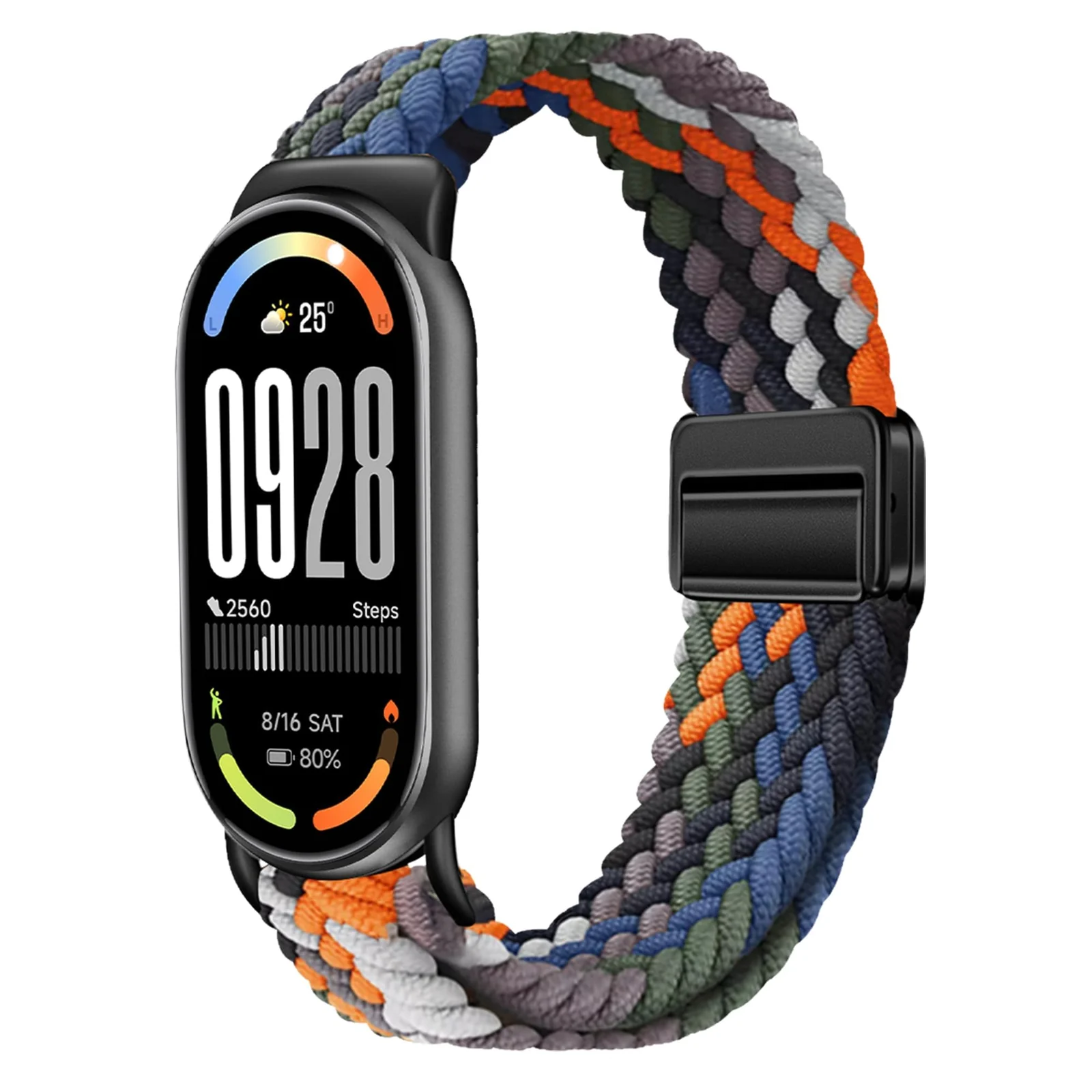 DL3 Mobilak Braided Strap for Xiaomi Mi Band 10/9/8, Men Women Breathable Elastic Nylon with Magnetic Buckle Watch Band for Xiaomi Smart Band 10/Xiaomi Smart Band 9/8 - Denim