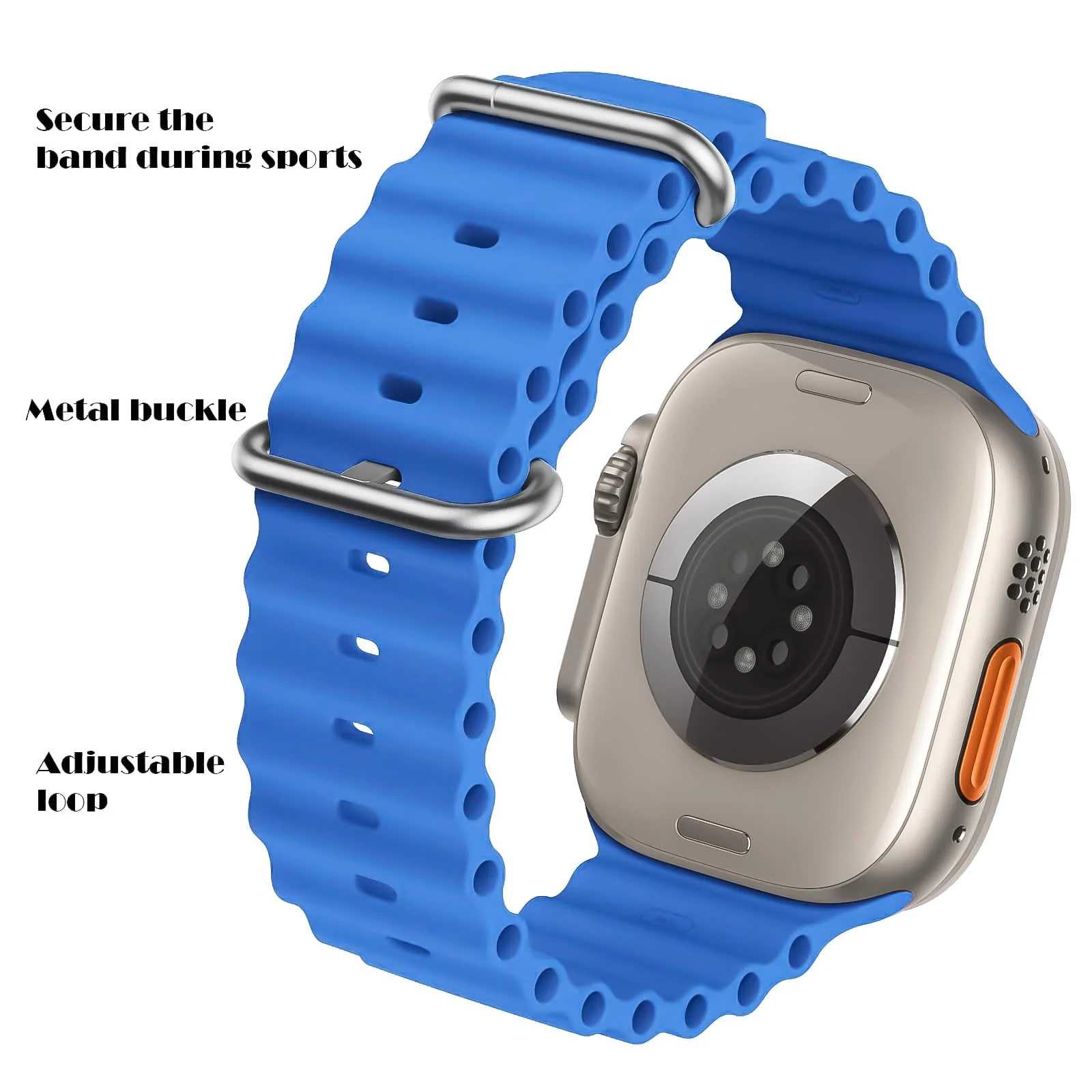 DL3 Mobilak Ocean Band For Apple Watch Band 49mm 45mm 44mm 42mm 41mm 40mm 38mm Men Women, Soft Silicone Sport Band Strap for iWatch Series 9 8 7 SE 6 5 4 3 2 1 (Ocean, 42MM/44MM/45MM/49MM) - Ocean Blue