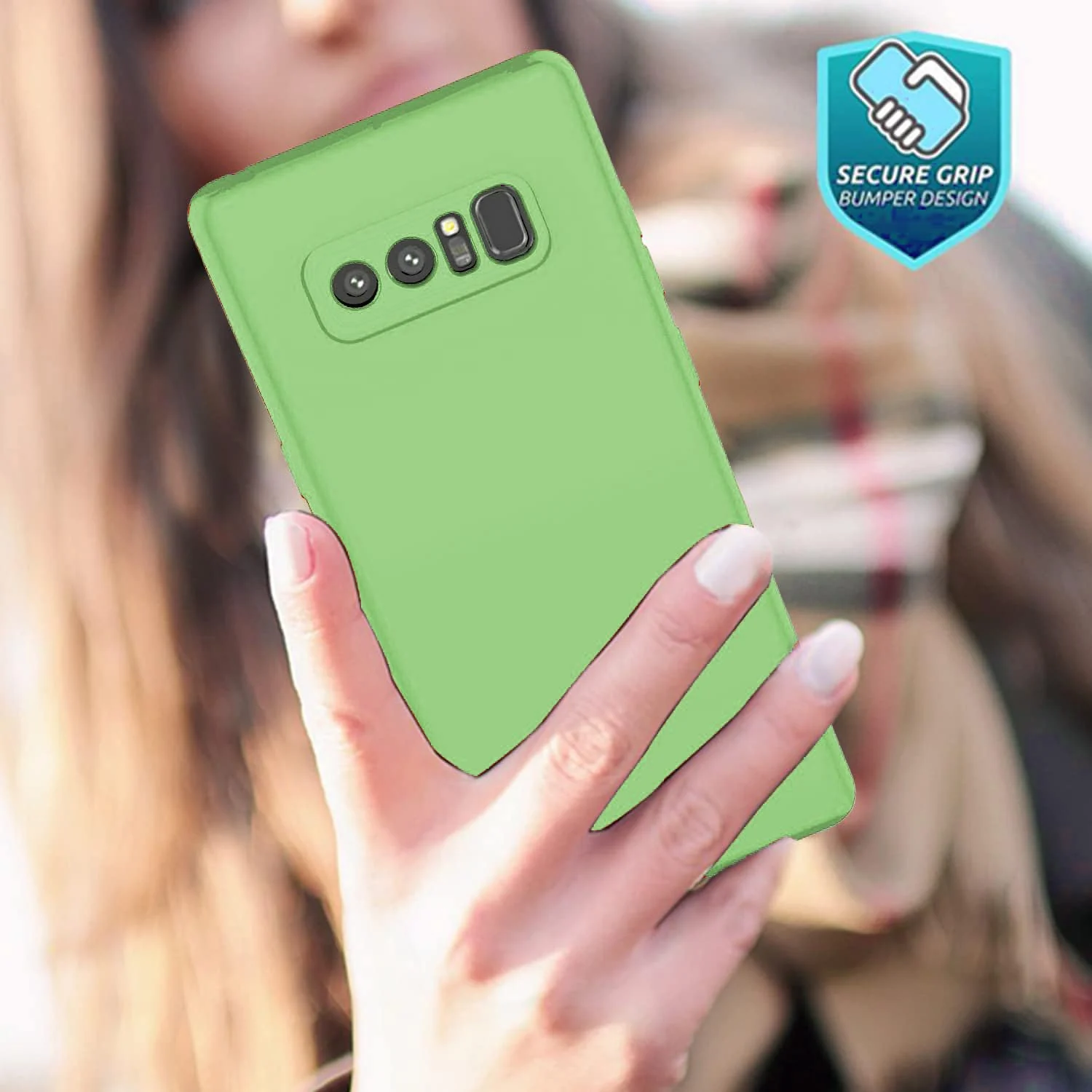DL3 Mobilak Samsung Galaxy Note 8 Case, Soft Flexible Liquid Silicone Gel Rubber Bumper Cover, Full Body Shockproof Protective Phone Case - Mint Green
