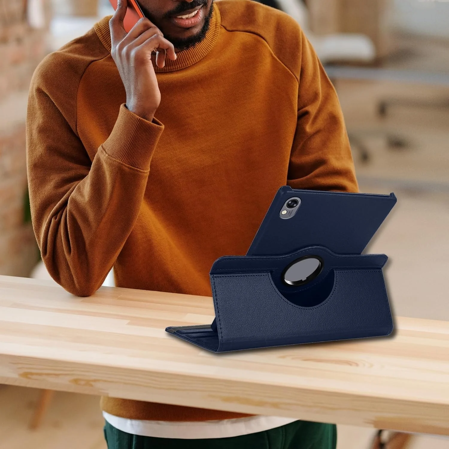 DL3 Mobilak Protective Cover for Huawei MatePad 11.5 - inch Released 2023, 360° Rotatable Smart Stand, Leather Folio Flip Cover with Multi-Angle Viewing, Auto Wake Sleep - Blue