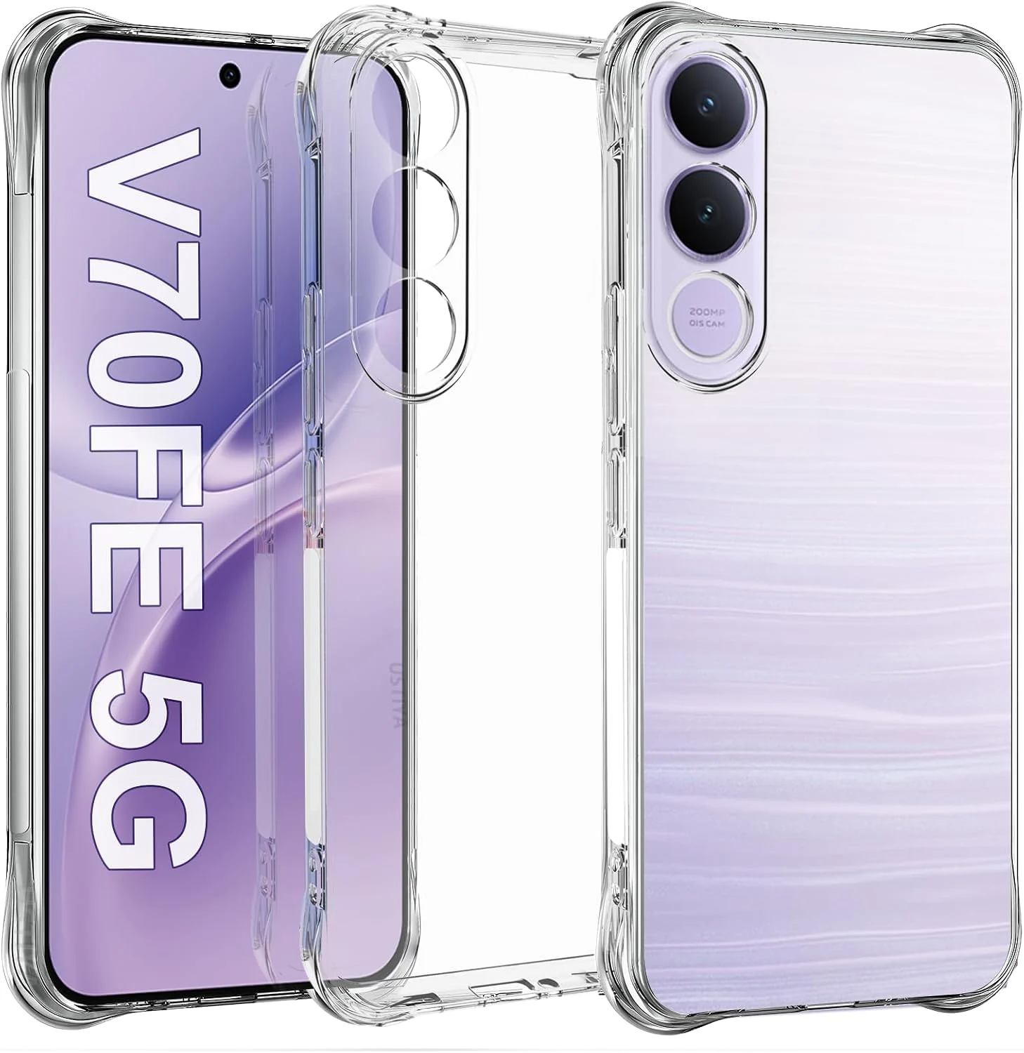 DL3 Mobilak Case Compatible with vivo V70 FE, Cover SiliconeTransparent TPU Gorilla Anti-shock Protector Camera Shockproof Corners - Clear
