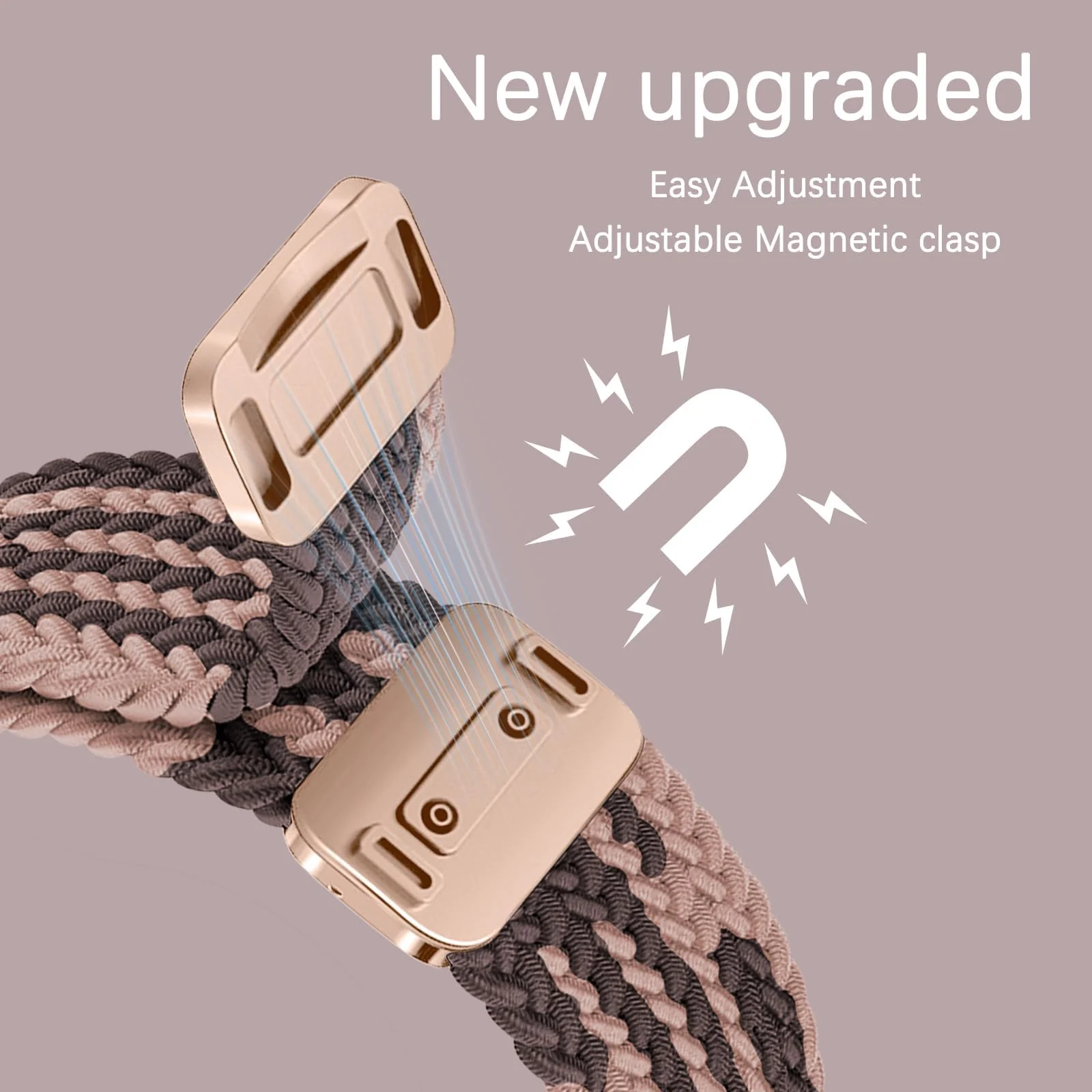 DL3 MOBILAK Braided Elastic Nylon Magnetic Watch Strap for Huawei Band 11 / Band 11 Pro, Smoky Purple