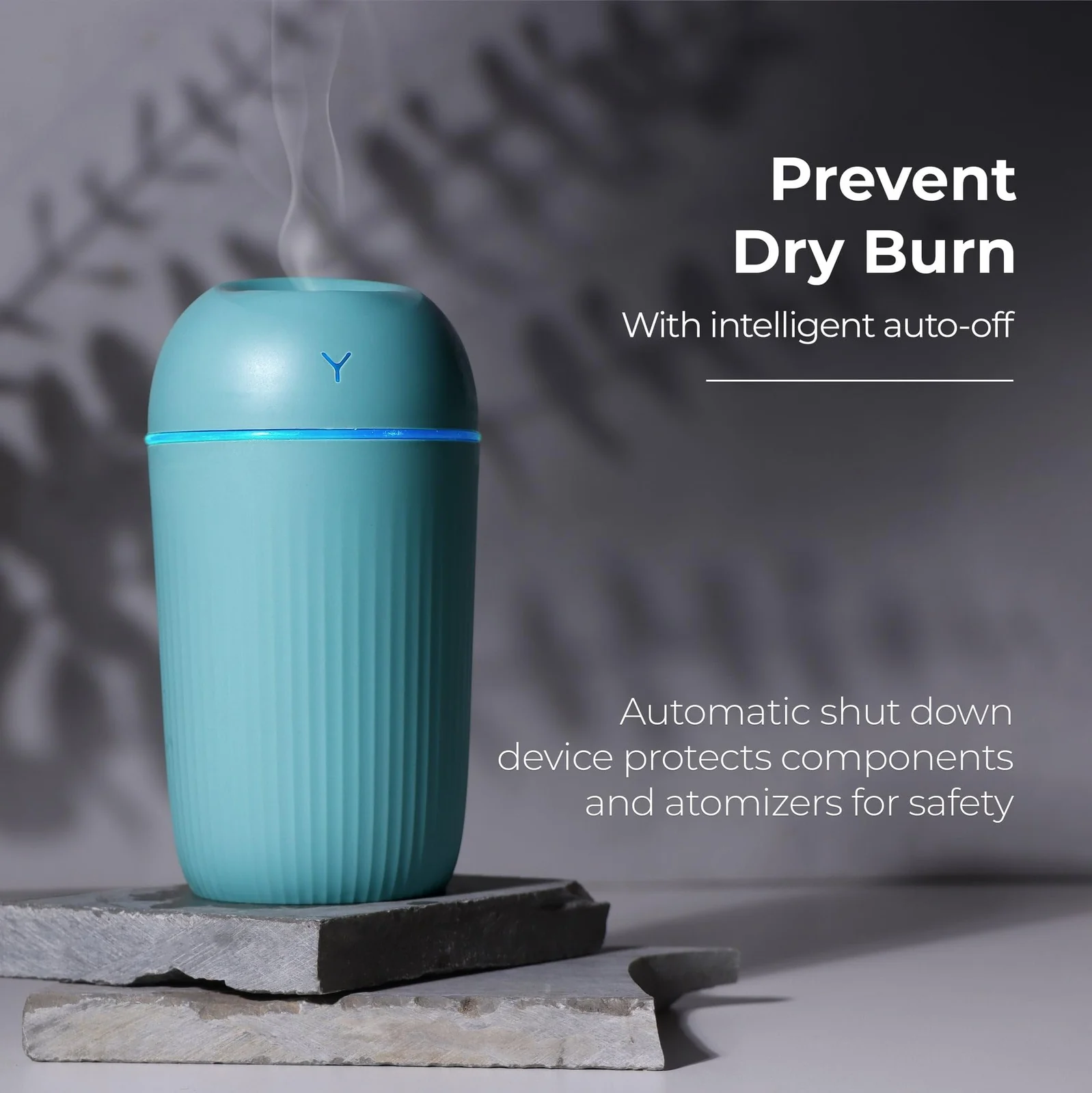 Mobigon Wood Cool Mist Ultrasonic Humidifier for Room Moisture, Aroma Diffuser for Home, 400ml Essential Oil Diffuser with 7 Colorful Night Light, Auto Shut-Off, Home, Office - Turquoise