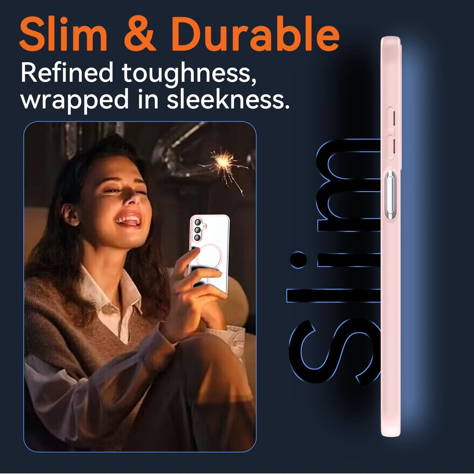 DL3 Mobilak Clear MagSafe-Compatible Magnetic Case for Samsung Galaxy S23 FE with Camera Protection and Military-Grade Protection - Pink