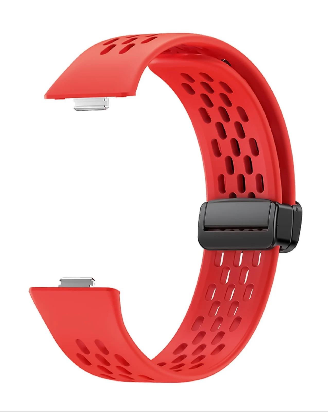 DL3 Mobilak Silicone Strap Compatible with Huawei Watch Fit 3/Fit 4/Fit 4 Pro Magnetic Metal Buckle Sport Silicone Breathable Strap for Men Women Band Quick Release Soft Replacment Wristband - Red