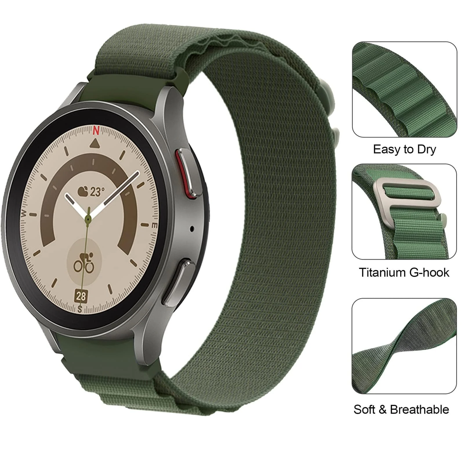 DL3 Mobilak No-Gap Nylon Watch Bands Compatible with Samsung Galaxy Watch 6 5 4 Band 40mm 44mm/Watch 5 Pro Band 45mm/Watch 6 4 Classic Band 42mm 43mm 46mm 47mm, Alpine Loop Woven Sport Strap Men Women - Black