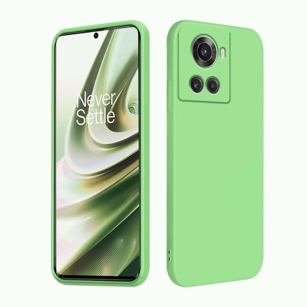 DL3 Mobilak Soft Silicone Protective Case for OnePlus 10R with Microfiber Lining and Shockproof Design - Light Green