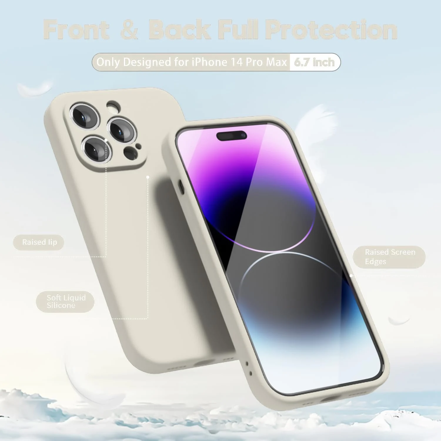 DL3 Mobilak Liquid Silicone Case for iPhone 11 Pro Max (6.5 Inch), Shock-absorbing protection, Scratch-resistant surface, Soft microfiber lining - Off white