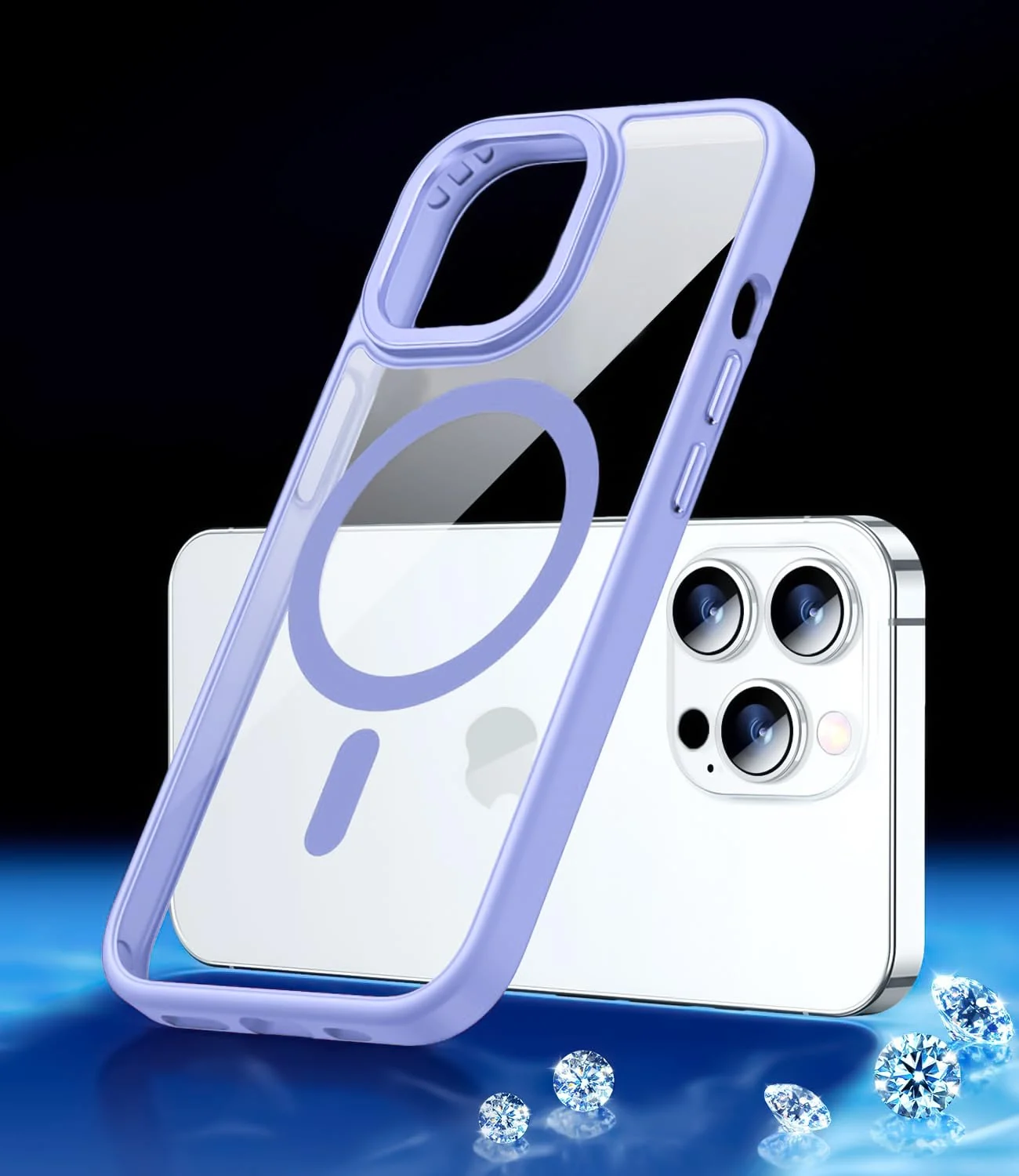 DL3 Mobilak Clear MagSafe-Compatible Magnetic Case for iPhone 16 Pro with Military-Grade Protection - Sierra Blue