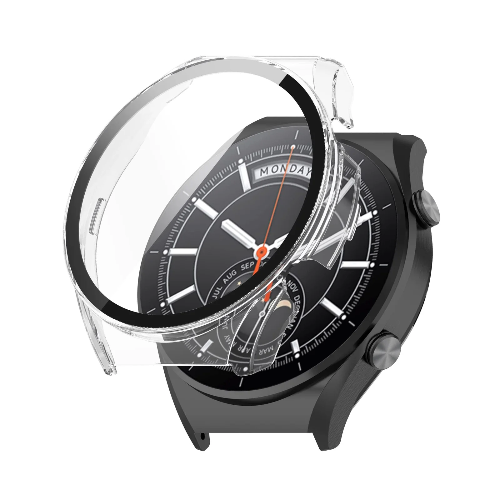 DL3 Mobilak Case with Screen Protector for Xiaomi Watch S1, Bumper Full Coverage Hard PC Overall Protective Cover, Built-in Tempered Glass Film High Sensitivity For Xiaomi Watch S1