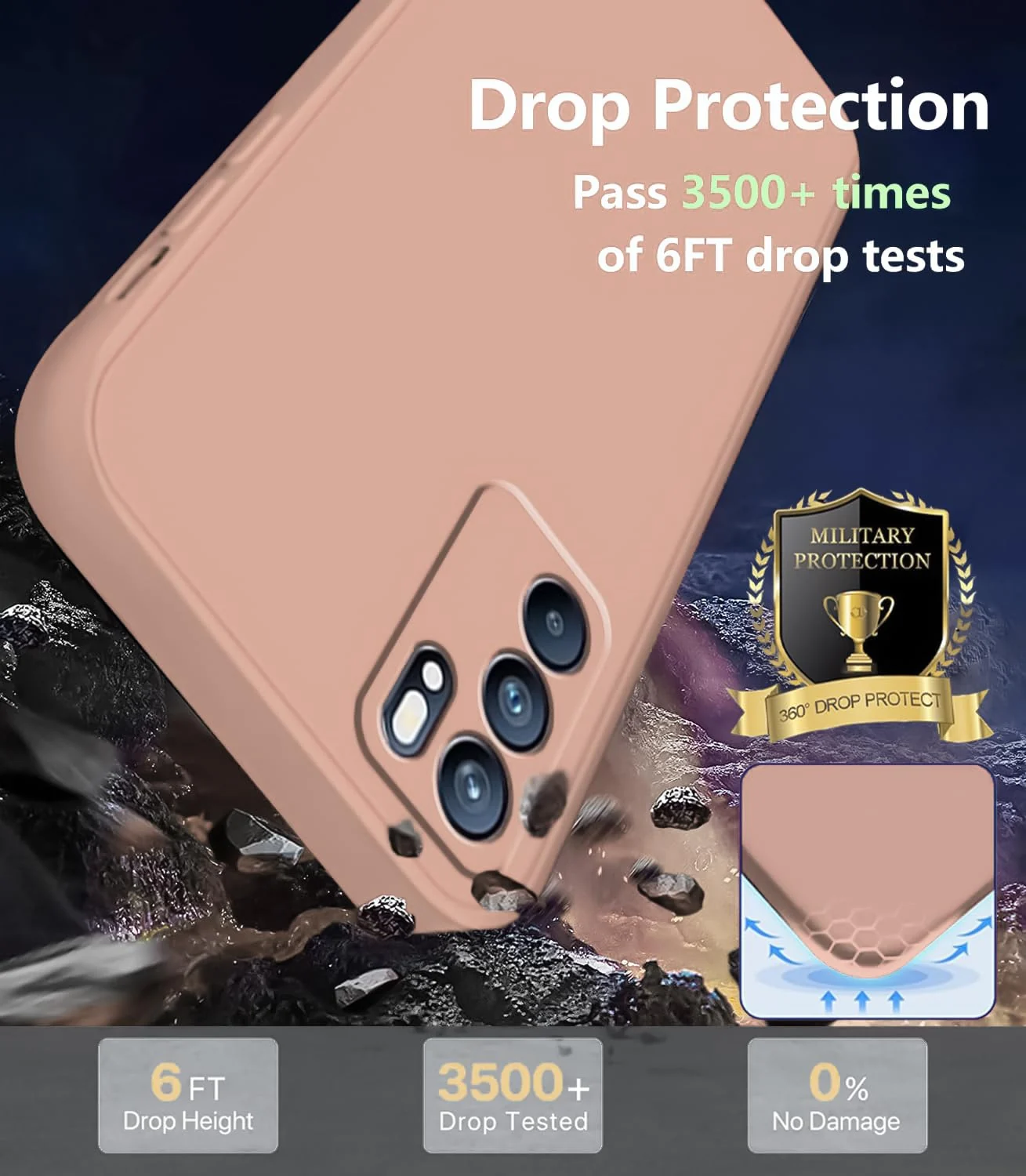 DL3 Mobilak Liquid Silicone Protective Case with Soft Microfiber Lining with Full Camera Protection for OPPO Reno 6 5G - Light Orange
