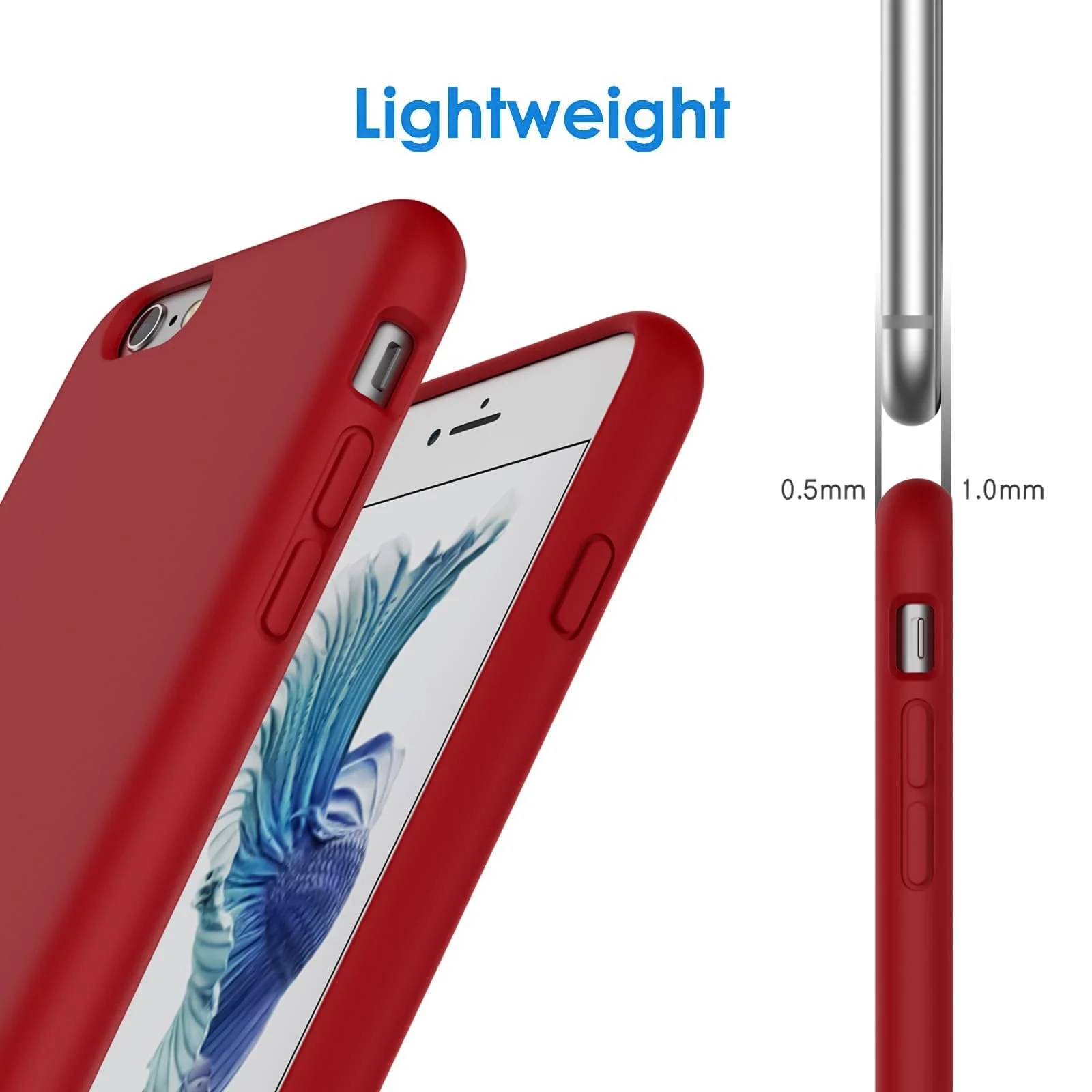 DL3 Mobilak Liquid Silicone Case for iPhone 6 / 6S, Shock-absorbing protection, Scratch-resistant surface, Soft microfiber lining - Dark Red