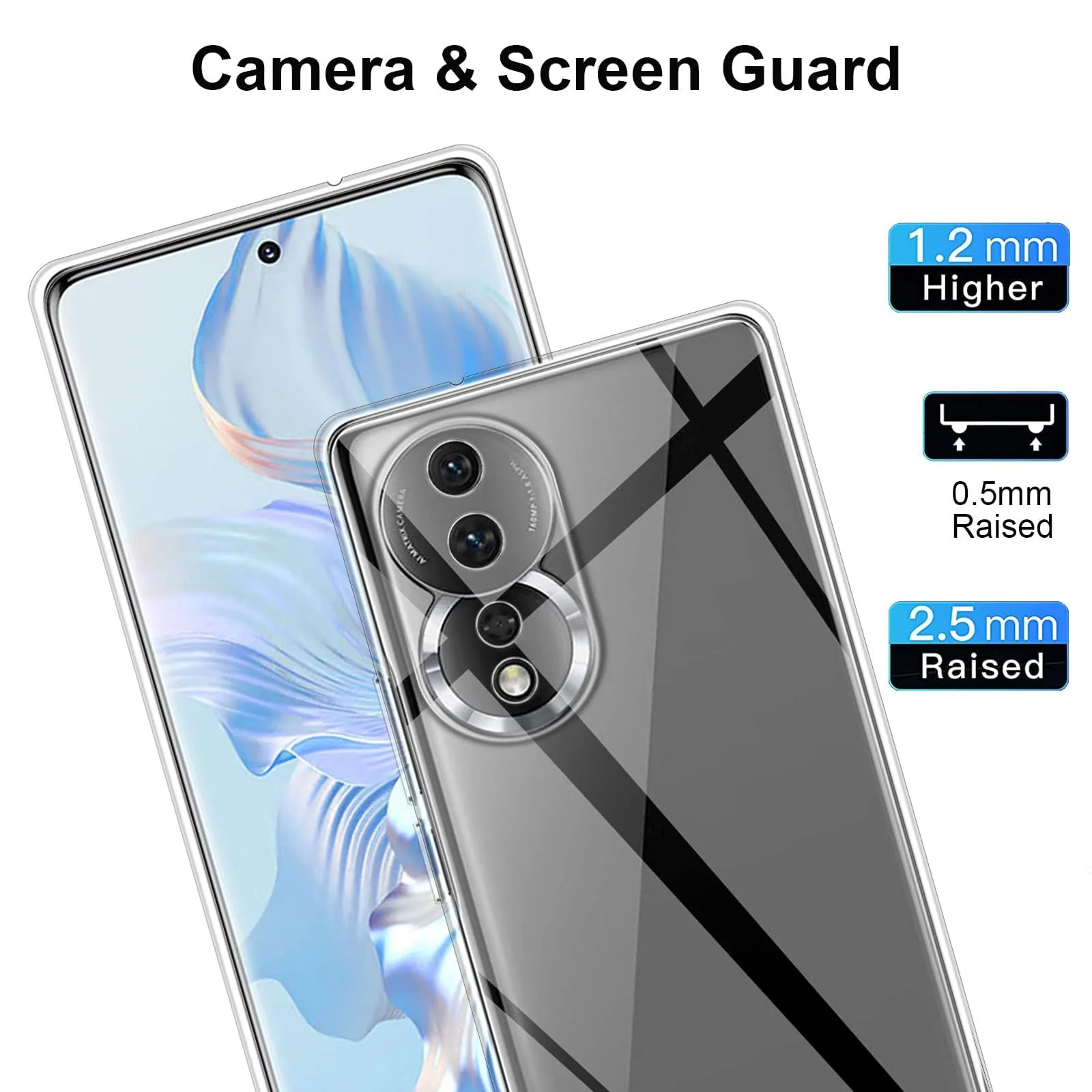 DL3 Mobilak Case Compatible with Honor 80 Case Crystal Soft TPU Gel Case Flexible Silicone Anti-Scratch Camera Protection TPU Cover - Clear