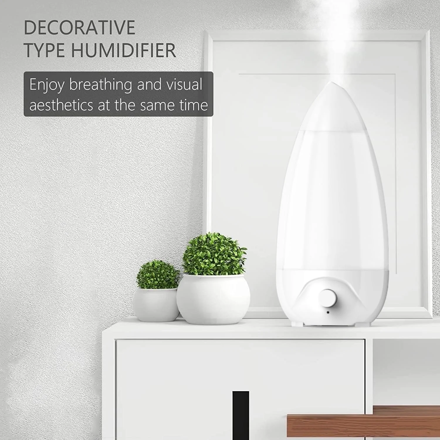 Mobigon 2.6 Litres Humidifier for Room, Cool Mist Ultrasonic Humidifier/Essential Oil Diffuser, Super Quiet 360°Nozzle, Colorful Change, Auto Shut Off&UV Light&, Lasts Up to 24 Hours - B. White