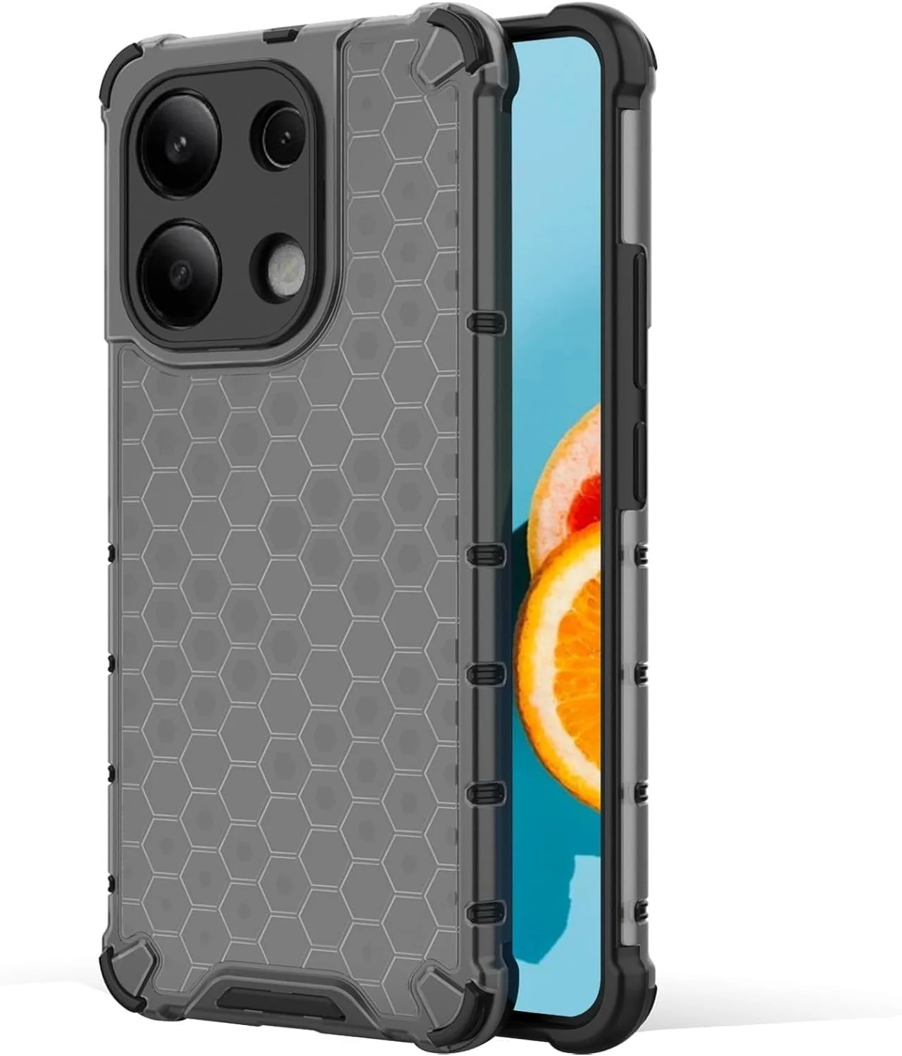 DL3 Mobilak Honeycomb Protective Case for Xiaomi Redmi Note 13 4G, Shock-absorbing protection, Transparent design, Slim, lightweight profile - Black