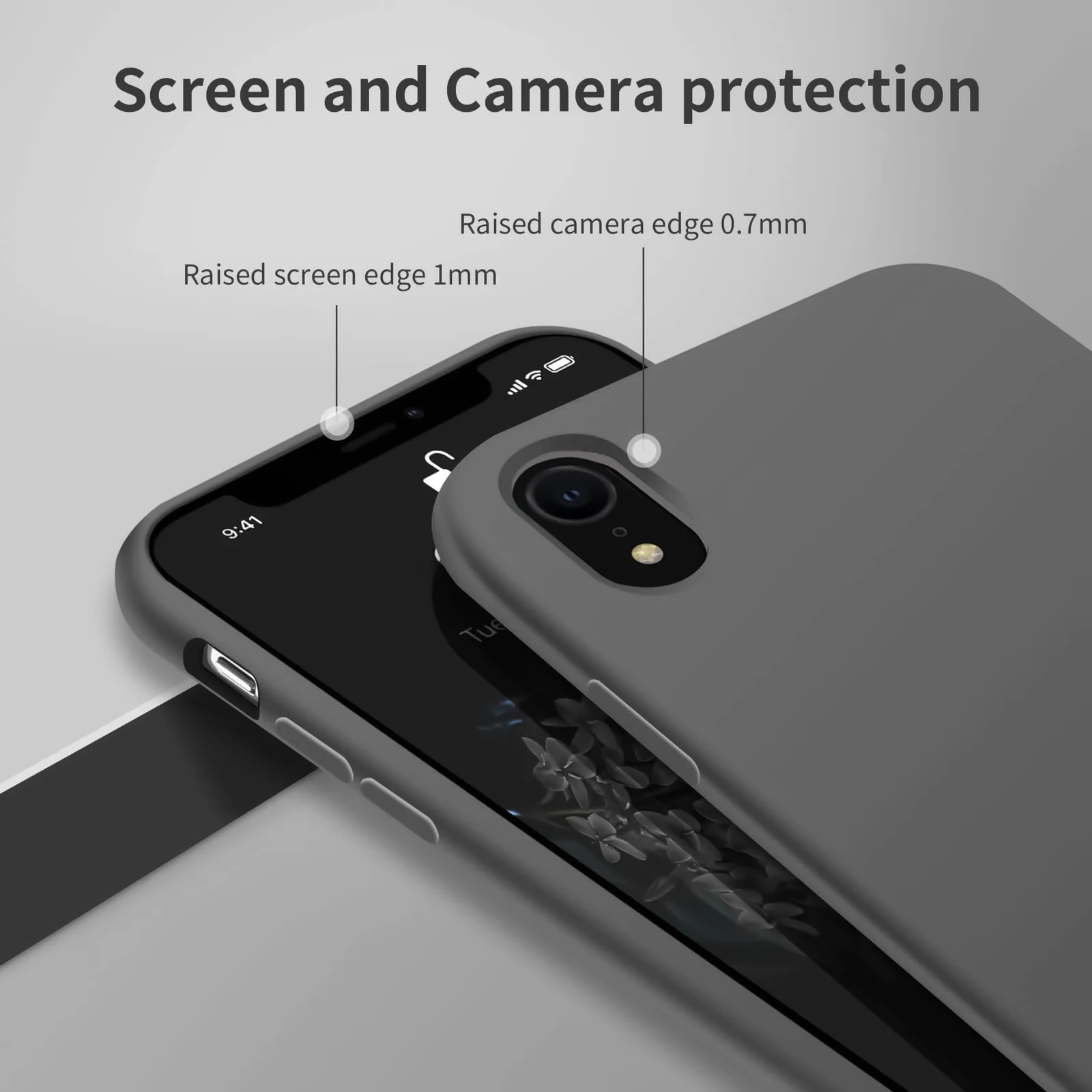 DL3 Mobilak Compatible with iPhone XR Case, Liquid Silicone Case, Full Body Protective Cover, Shockproof, Slim Phone Case, Anti-Scratch Soft Microfiber Lining - Gray