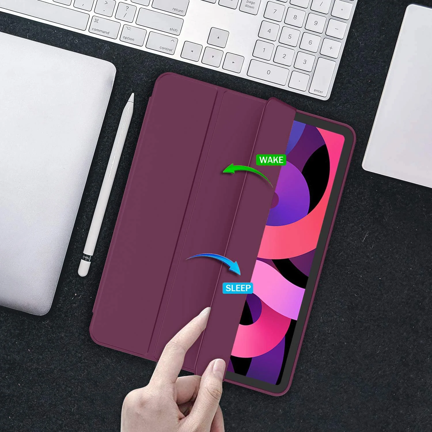 DL3 Mobilak Xiaomi Pad 6/Pad 6 Pro Case with Pen Holder 11.0 inch 2023, Soft TPU Back Trifold Stand Protective Smart Cover Flip for Xiaomi Pad 6/Pad 6 Pro, Auto Wake&Sleep - Wine Red