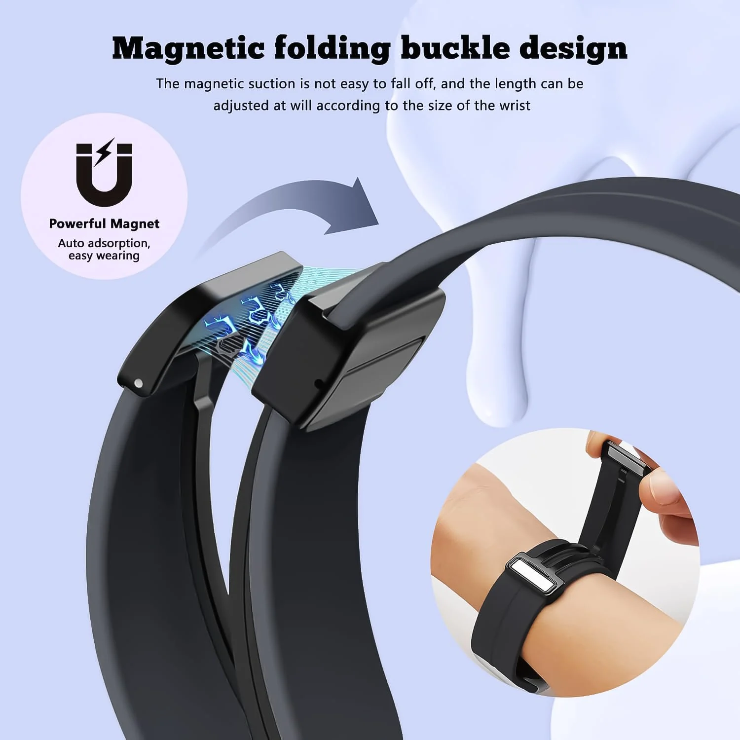 DL3 Mobilak Silicone Strap Compatible with Huawei Watch Fit 3/Watch Fit 4 Pro/Fit 4 Magnetic Metal Stainless Buckle Sport Silicone Strap, Band Quick Release Soft Replacment Wristband - Dark Gray