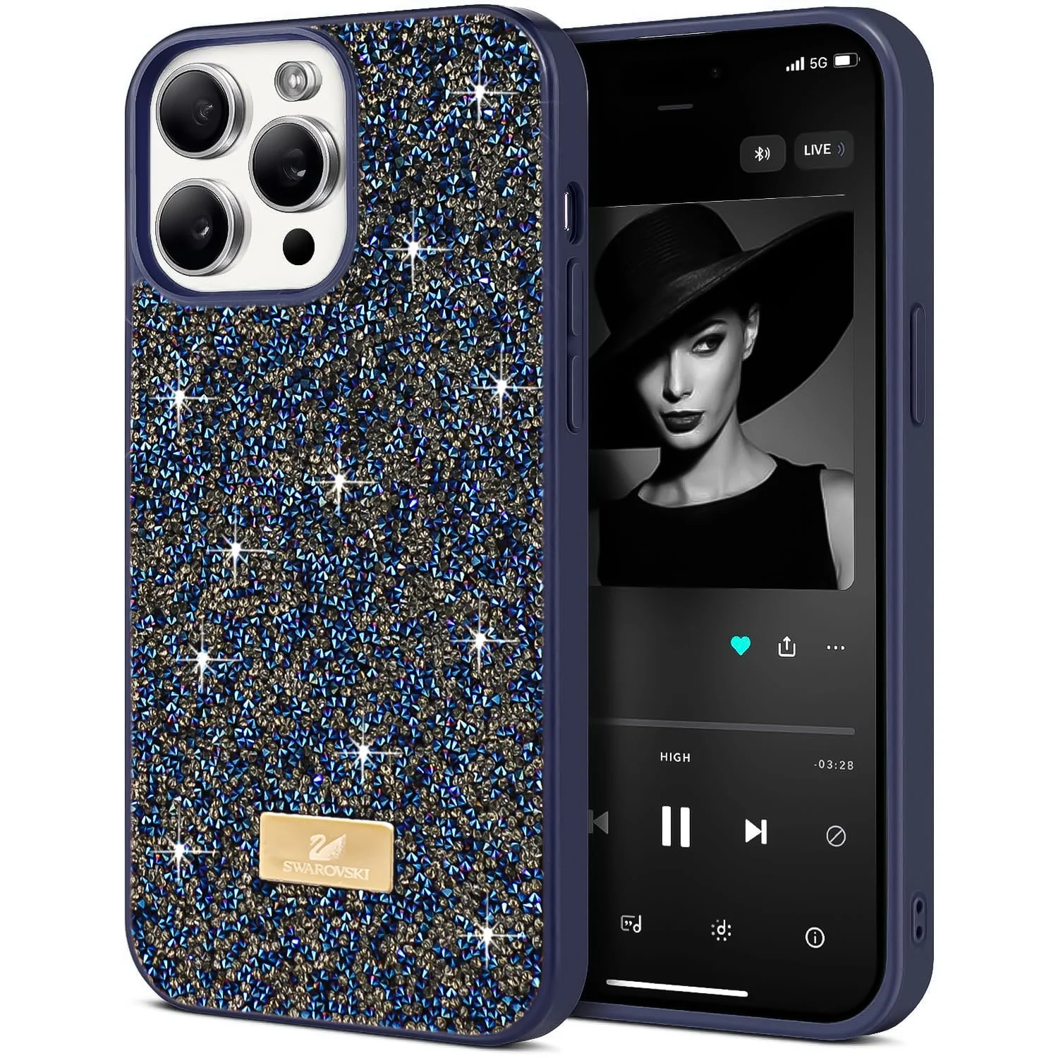 DL3 Mobilak Glitter Protective Case for iPhone 13 Pro Max (6.7 Inch), Supports wireless charging, Shock-absorbing protection, Scratch-resistant surface