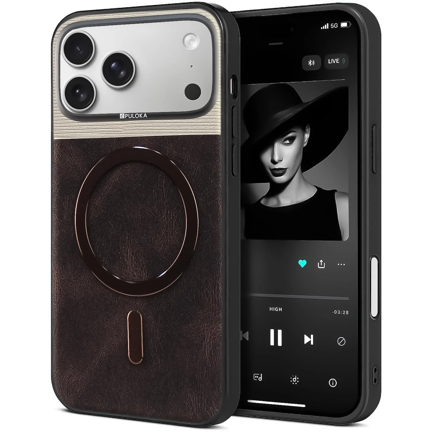 DL3 Mobilak Leather Wallet Case with Card Slot for iPhone 17 Pro with Camera Protection and MagSafe Compatibility