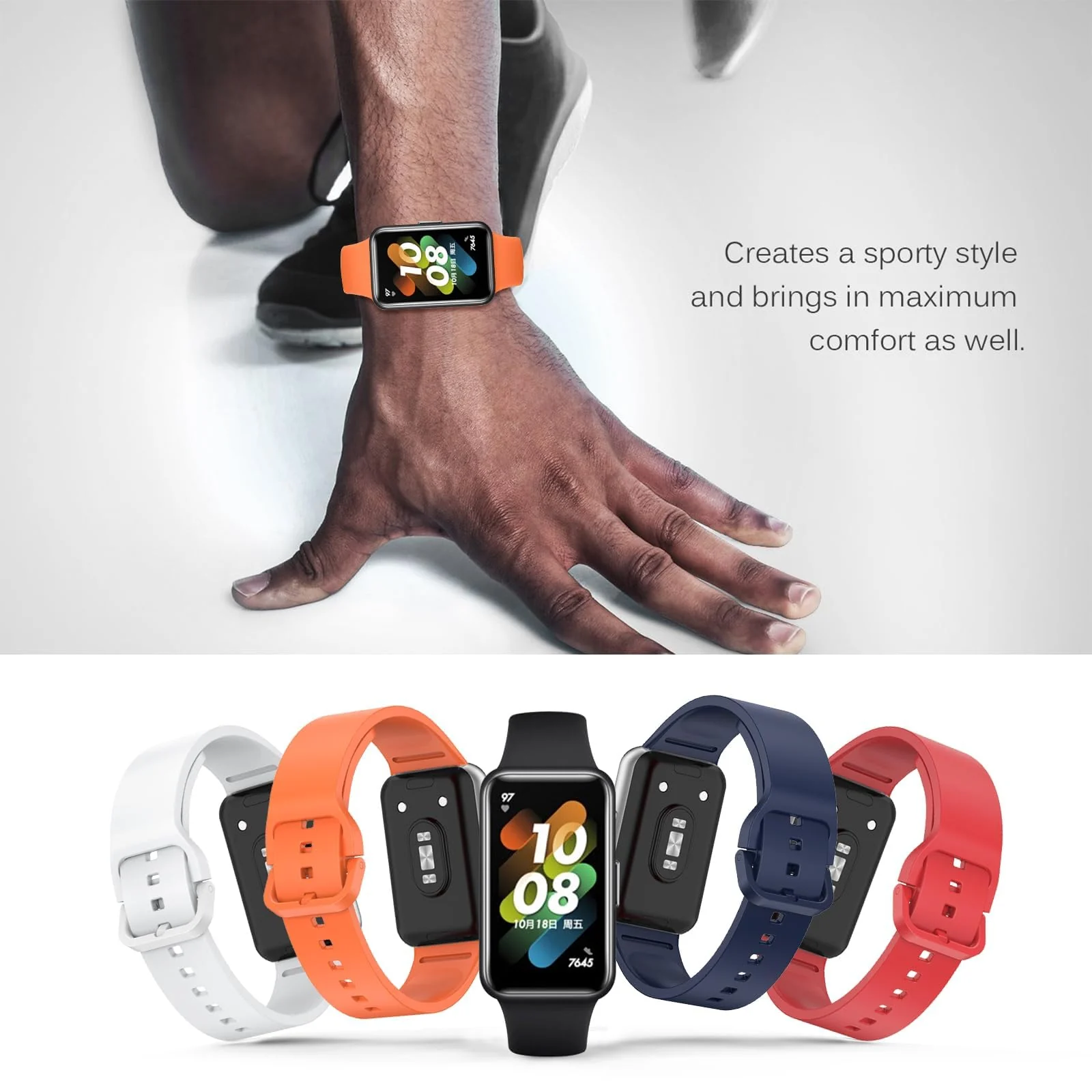 DL3 MOBILAK Silicone Bracelet for Samsung Galaxy Fit 3 Strap, Soft Silicone Sport Replacement Strap For Women/Men, Adjustable Waterproof Sports Band - Orange