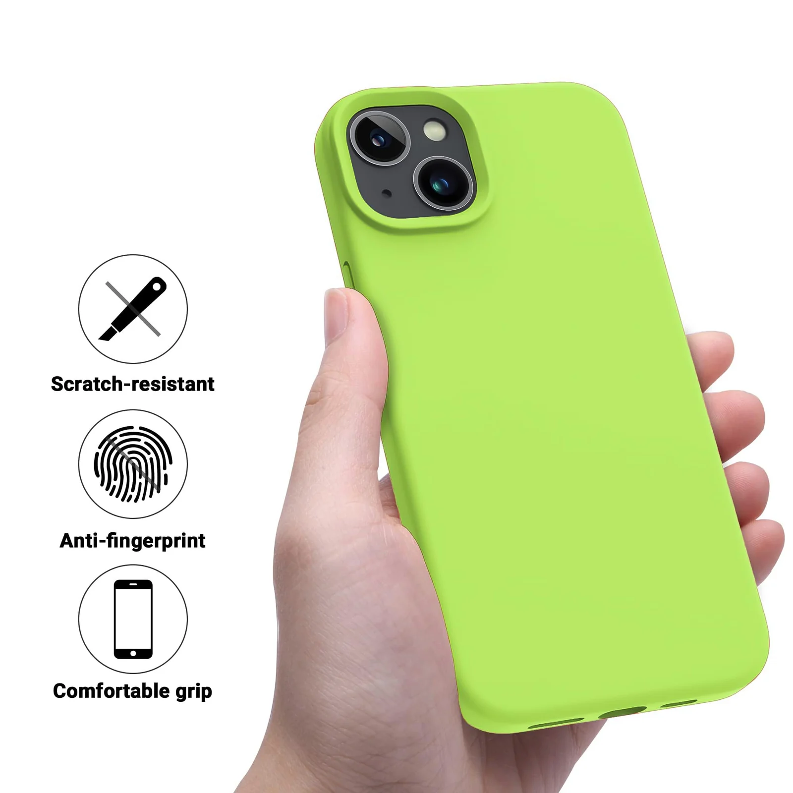 DL3 Mobilak Liquid Silicone Protective Case for iPhone 13 / iPhone 14 with Camera Protection and Microfiber Lining - Lemon