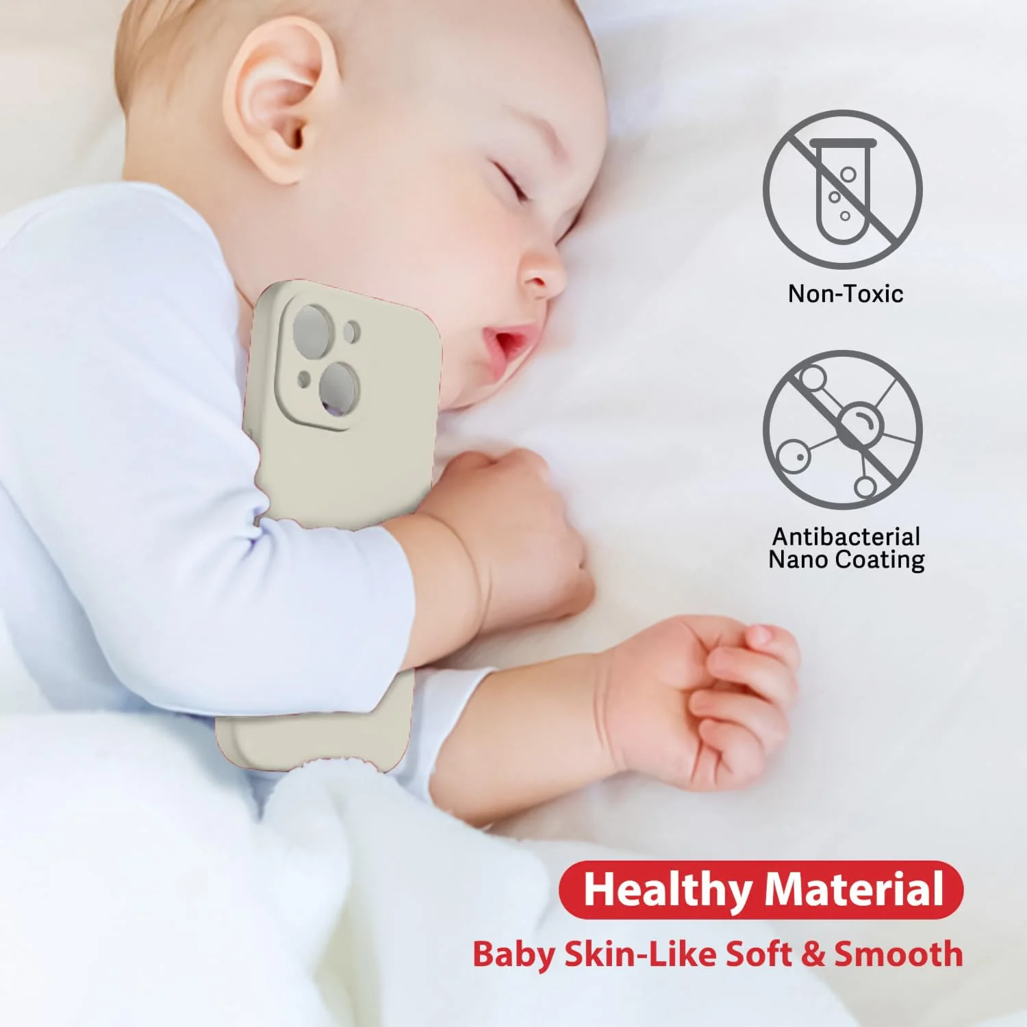 DL3 Mobilak Liquid Silicone Case for iPhone 11 Pro Max (6.5 Inch), Shock-absorbing protection, Scratch-resistant surface, Soft microfiber lining - Off white