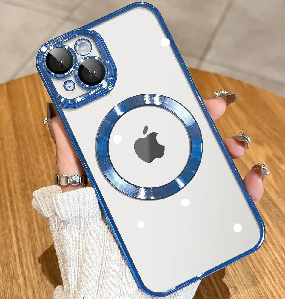 DL3 MOBILAK MagSafe Phone Case with Camera Lens Protector for Apple iPhone 14, Sierra Blue