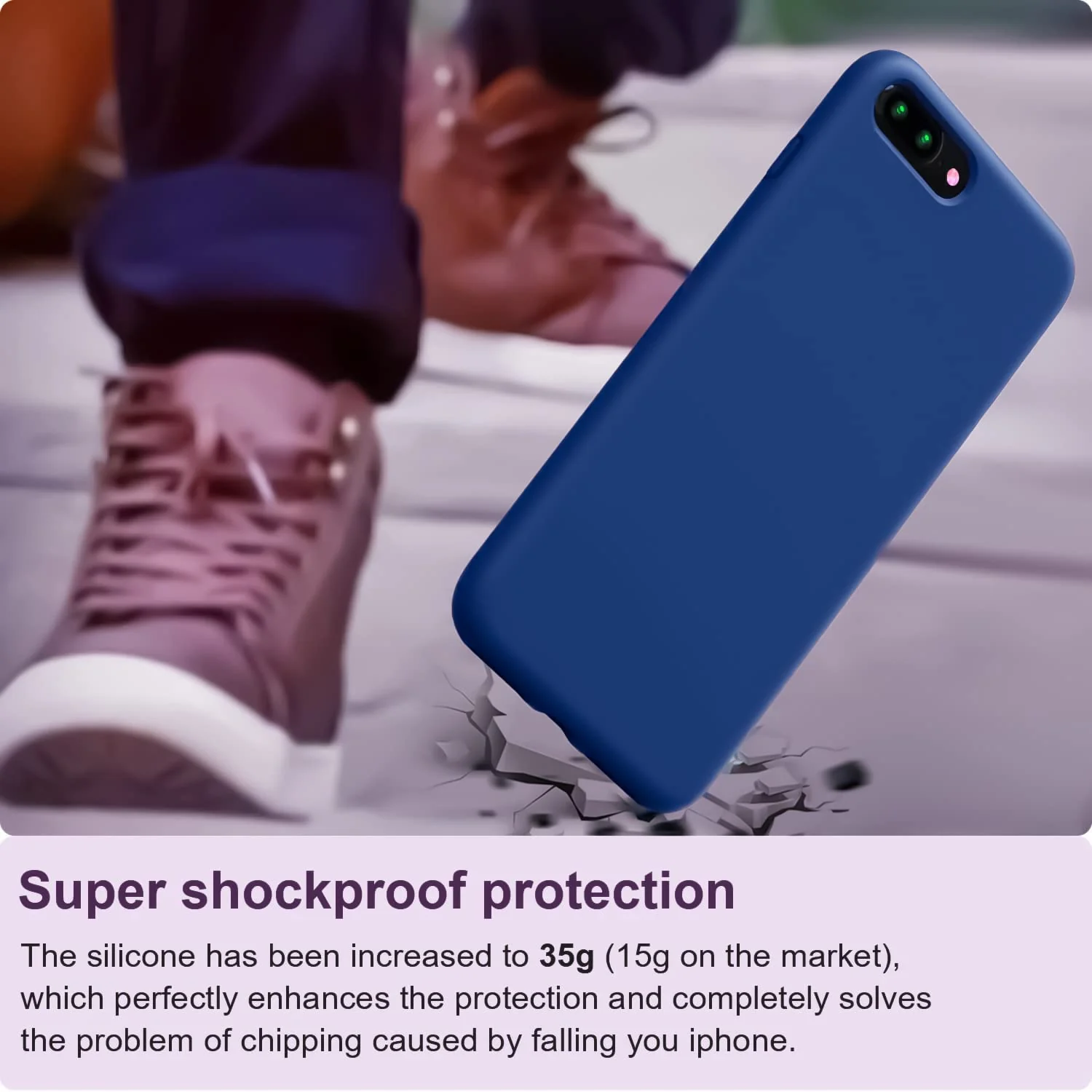 DL3 Mobilak Liquid Silicone Protective Case with Soft Microfiber Lining for iPhone 7 Plus / iPhone 8 Plus - Royal Blue