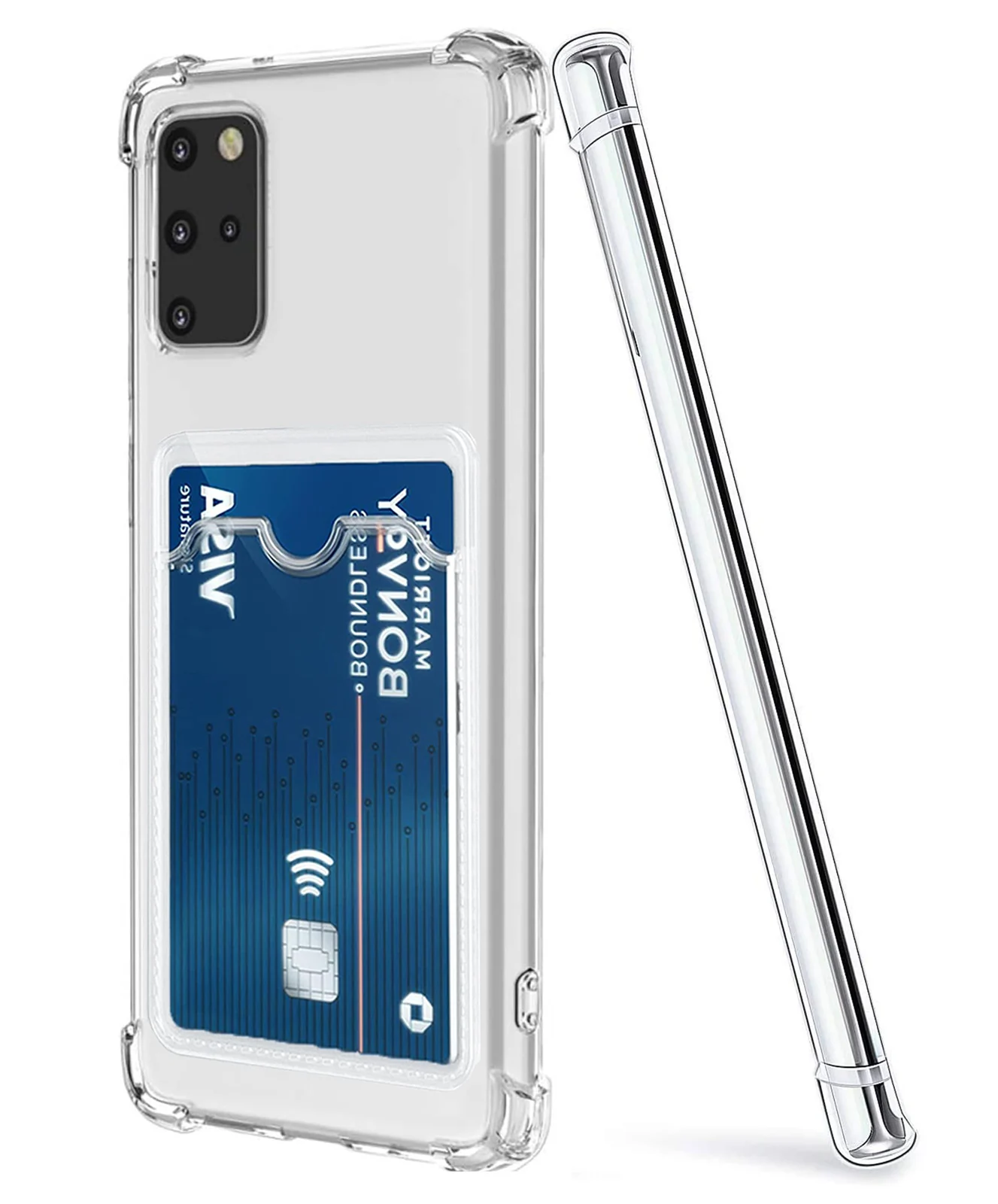 DL3 Mobilak Leather Wallet Case for Samsung Galaxy S20 + Plus, Supports wireless charging, Camera protection, Shock-absorbing protection - Transparent