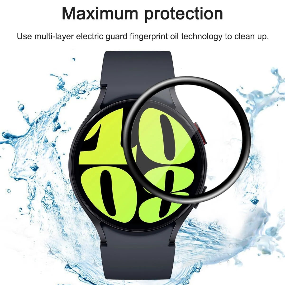 DL3 Mobilak Screen Protector For Samsung Galaxy Watch 6 44mm, 3D Curved Soft Edge Protective Film [Anti-Scratch] [Bubble Free] [Ultra Shatterproof] [High Sensitive] (Not Glass) For Watch 6 44 mm - Black
