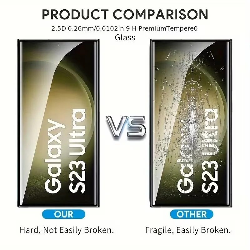 Mobigon Screen Protector for Samsung Galaxy S23 Ultra 5G, Tempered Glass Screen Saver Premium HD Protective, Scratch Resistant, NO-Bubble, 9H Hardness, Full Coverage Film - Clear