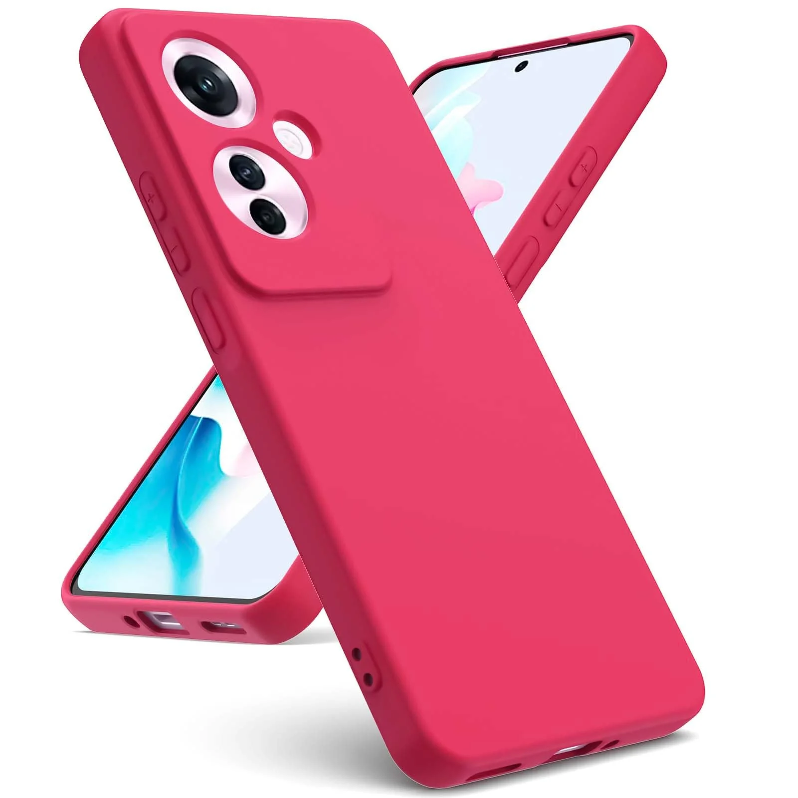 DL3 Mobilak Liquid Silicone Case for OPPO Reno11 F 5G, Not compatible with MagSafe, Supports wireless charging, Camera protection - Hot Pink
