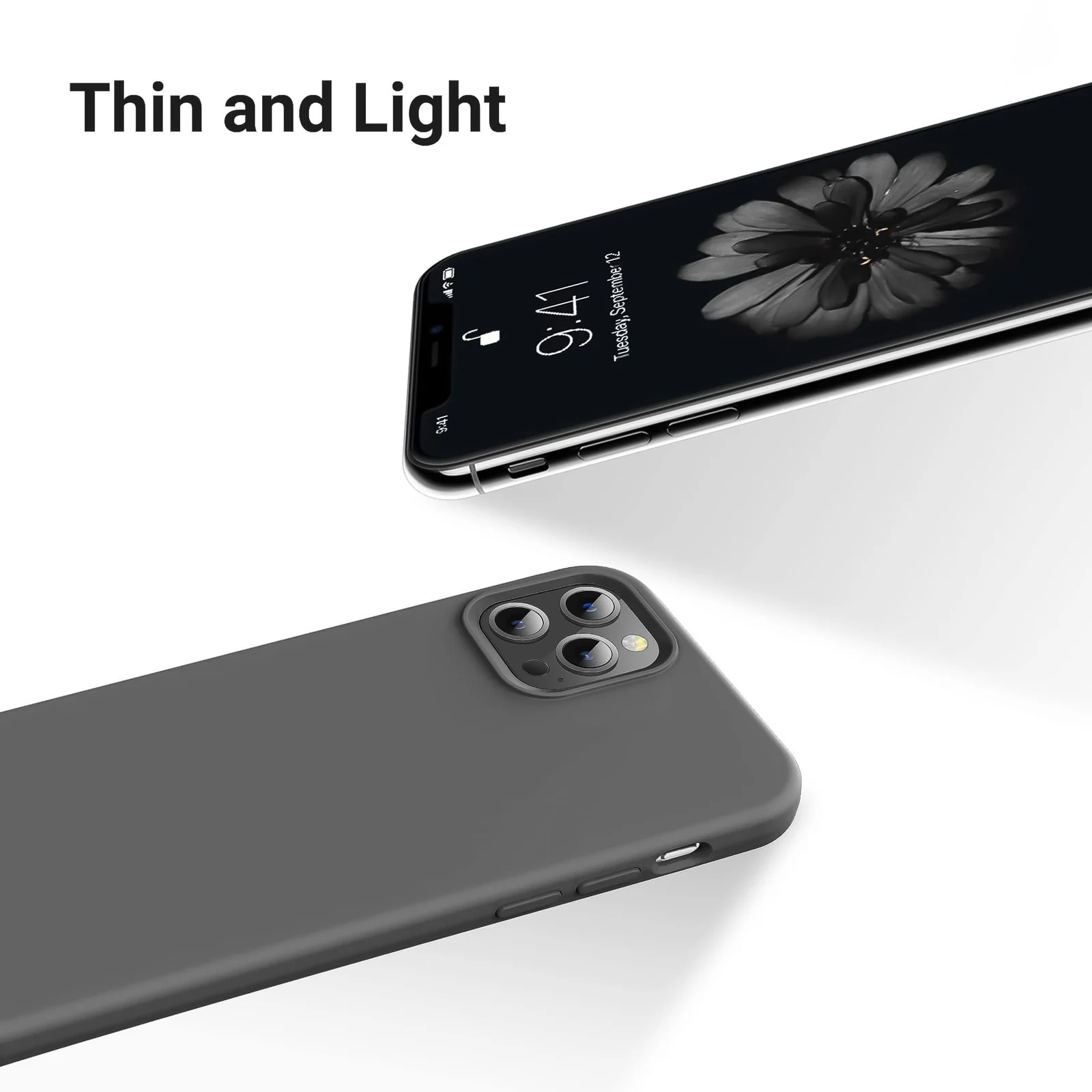 DL3 Mobilak Liquid Silicone Case for iPhone 12 Pro Max (6.7 Inch), Shock-absorbing protection, Scratch-resistant surface, Soft microfiber lining - Dark Gray 2
