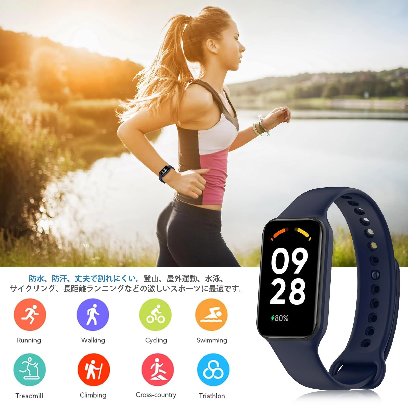 DL3 Mobilak Smart Watch Strap for Xiaomi Redmi Band 2, Sport Silicone Watch Band Wrist Strap, Replacement Bracelet Wristband Wrist Strap for Xiaomi Redmi Smart Band2 Accessories - Midnight Blue