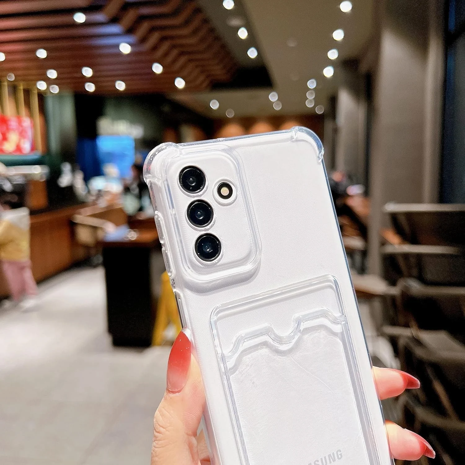 DL3 Mobilak Clear TPU Card Holder Case for Samsung Galaxy A15 5G with Camera Protection and Shockproof Design - Transparent