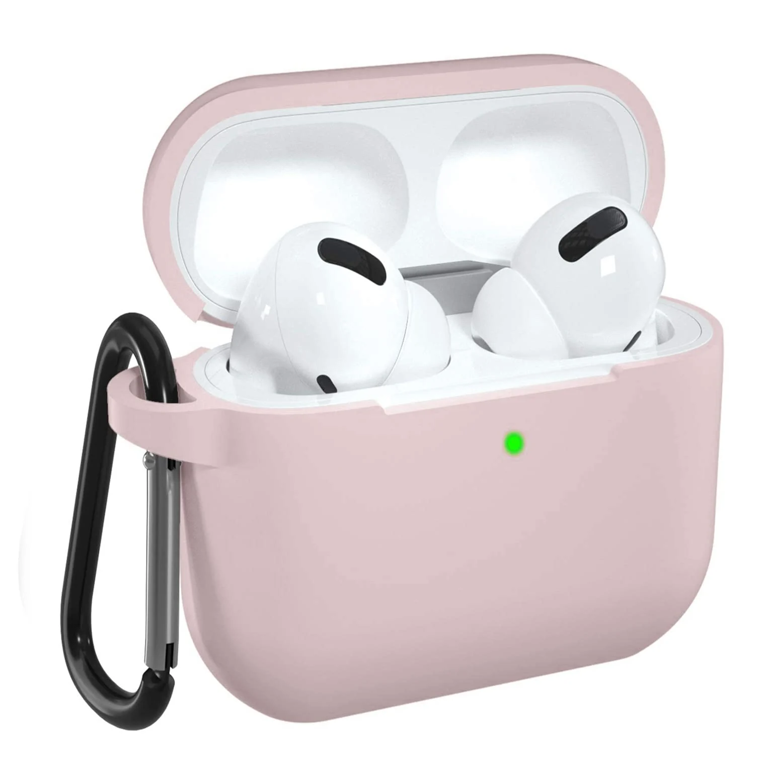 DL3 Mobilak AirPods 3 Case Cover, Silicone Protective Accessories Skin with Keychain Compatible with Apple AirPod 3rd Generation 2021 for Women Girl, Front LED Visible - Pink Sand