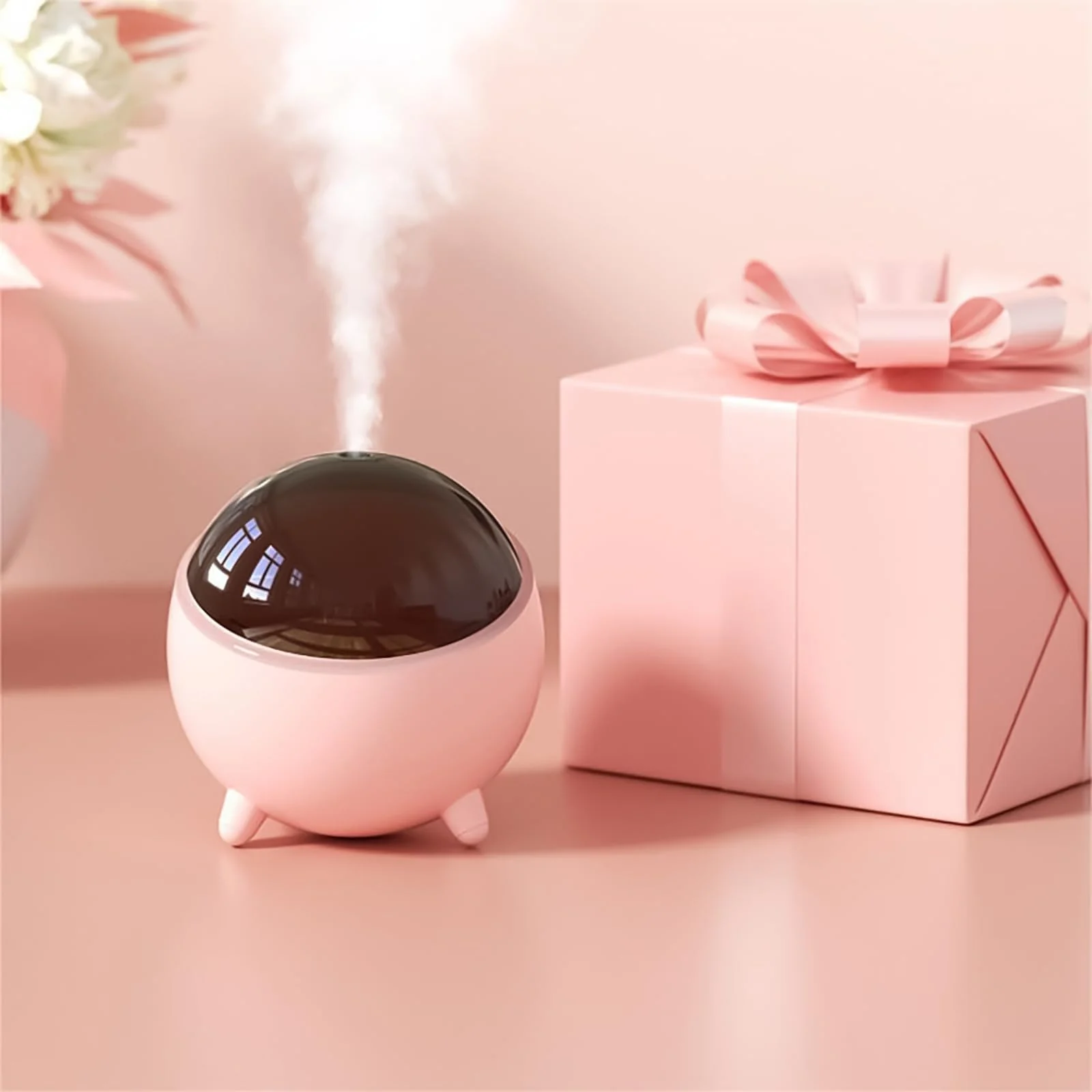 Mobigon Wood Cool Mist Ultrasonic Humidifier for Room Moisture, Aroma Diffuser for Home, 300ml Essential Oil Diffuser with 7 Colorful Night Light, Auto Shut-Off, Home, Office, car - Pink