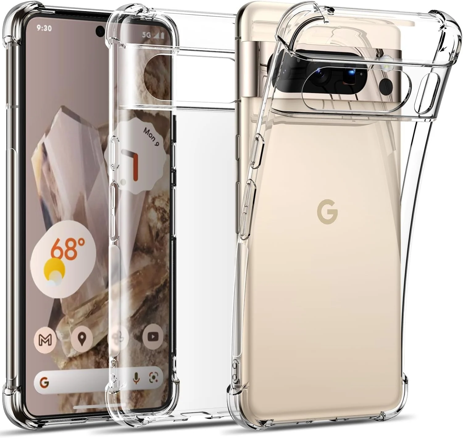 DL3 Mobilak Case Compatible with Google Pixel 8 Pro, Cover Silicone TPU Gorilla Anti-shock Protector Camera Shockproof Corners - Clear
