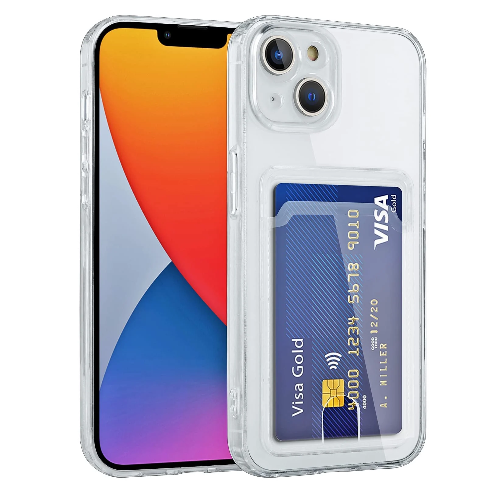 DL3 Mobilak Compatible with Apple iPhone 13 (6.1 inch) Wallet Case with Card Holder, Precision Cut-Outs and TPU Bumper for Shock Absorption, Anti-Scratch Smudge-Proof (Matte ) - Clear